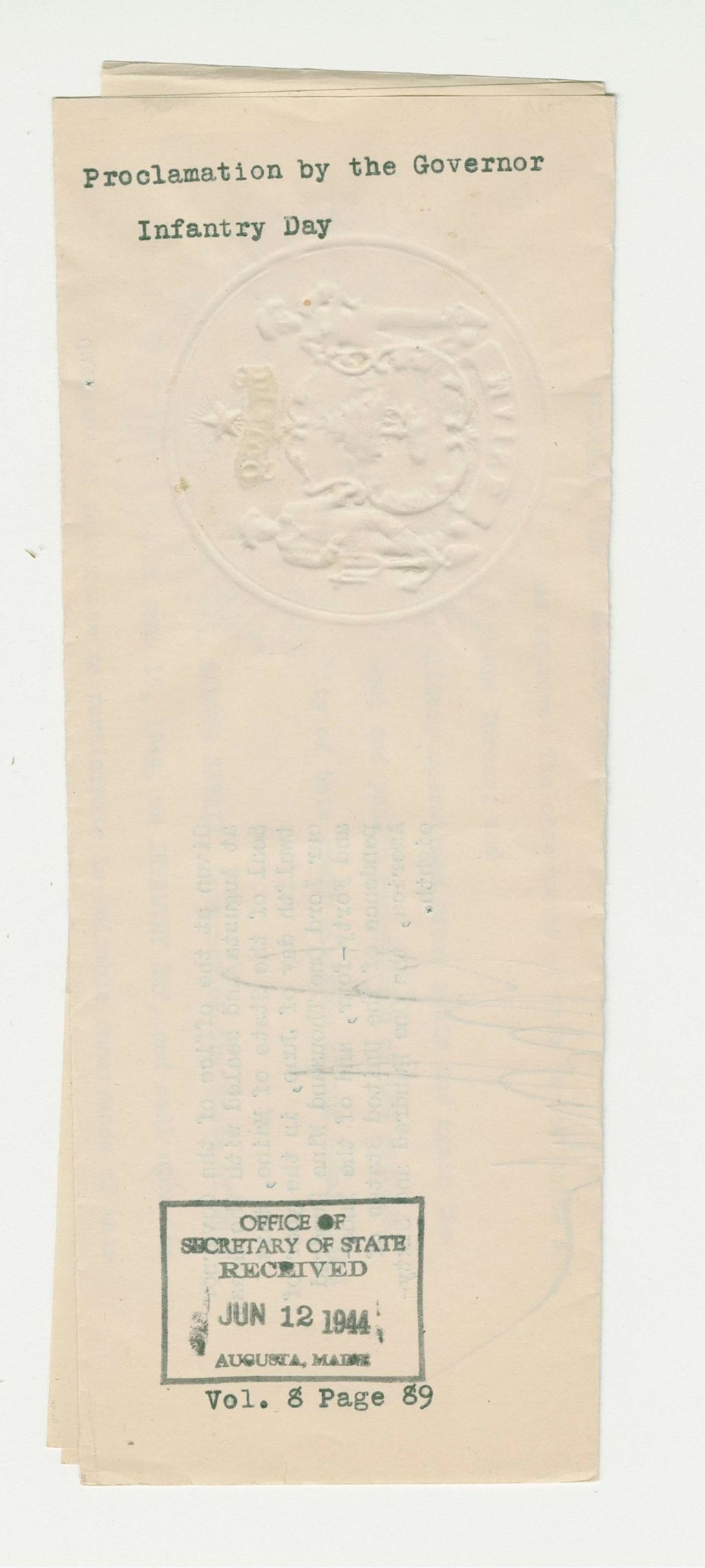 Miniature of Infantry Day Proclamation