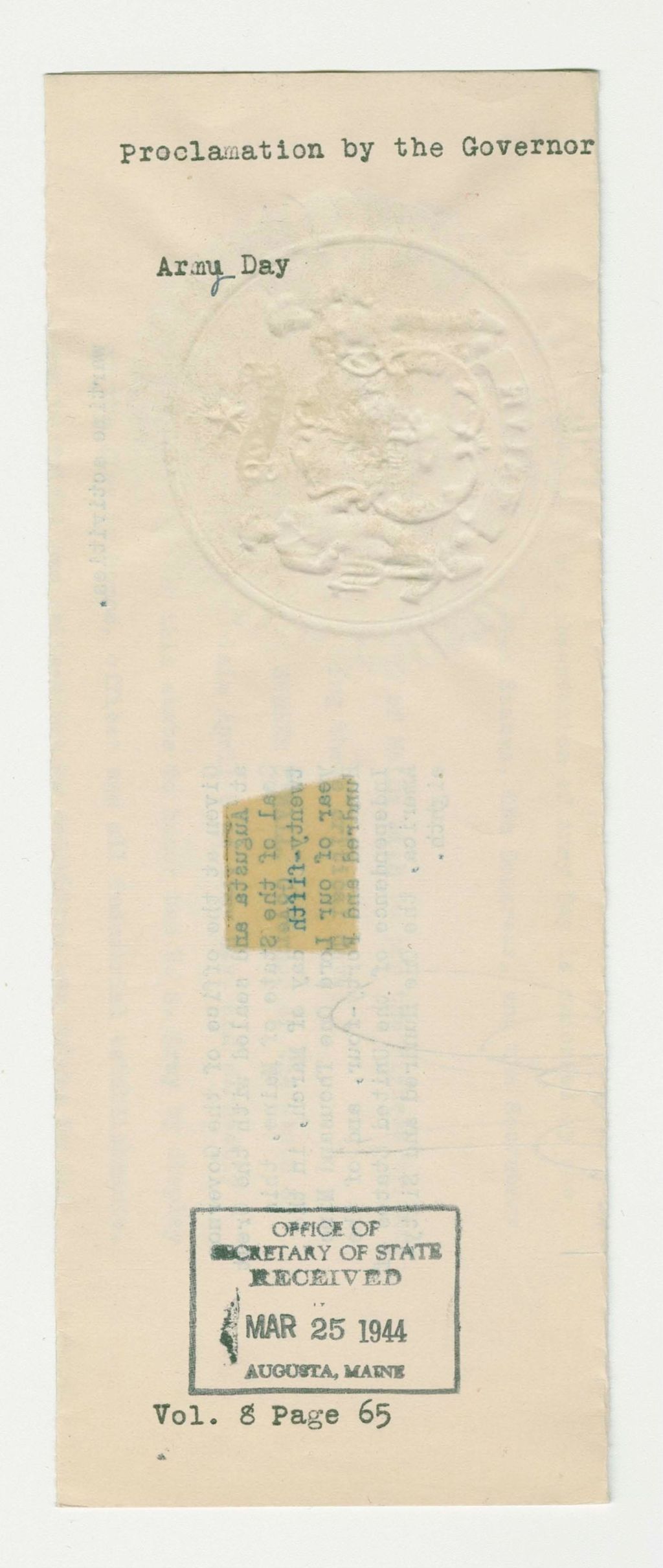 Miniature of Army Day Proclamation