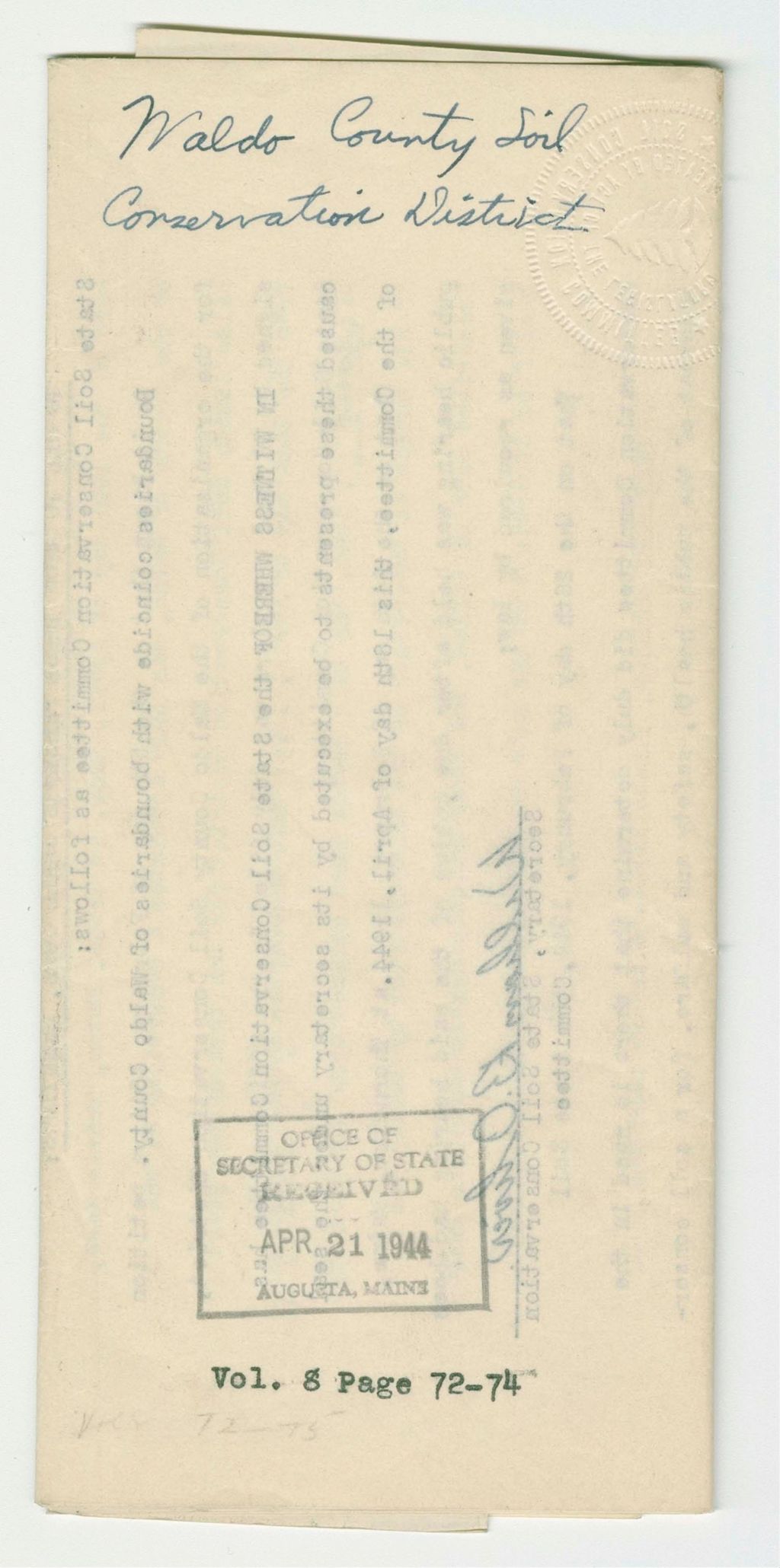 Miniature of Waldo County Soil Conservation District