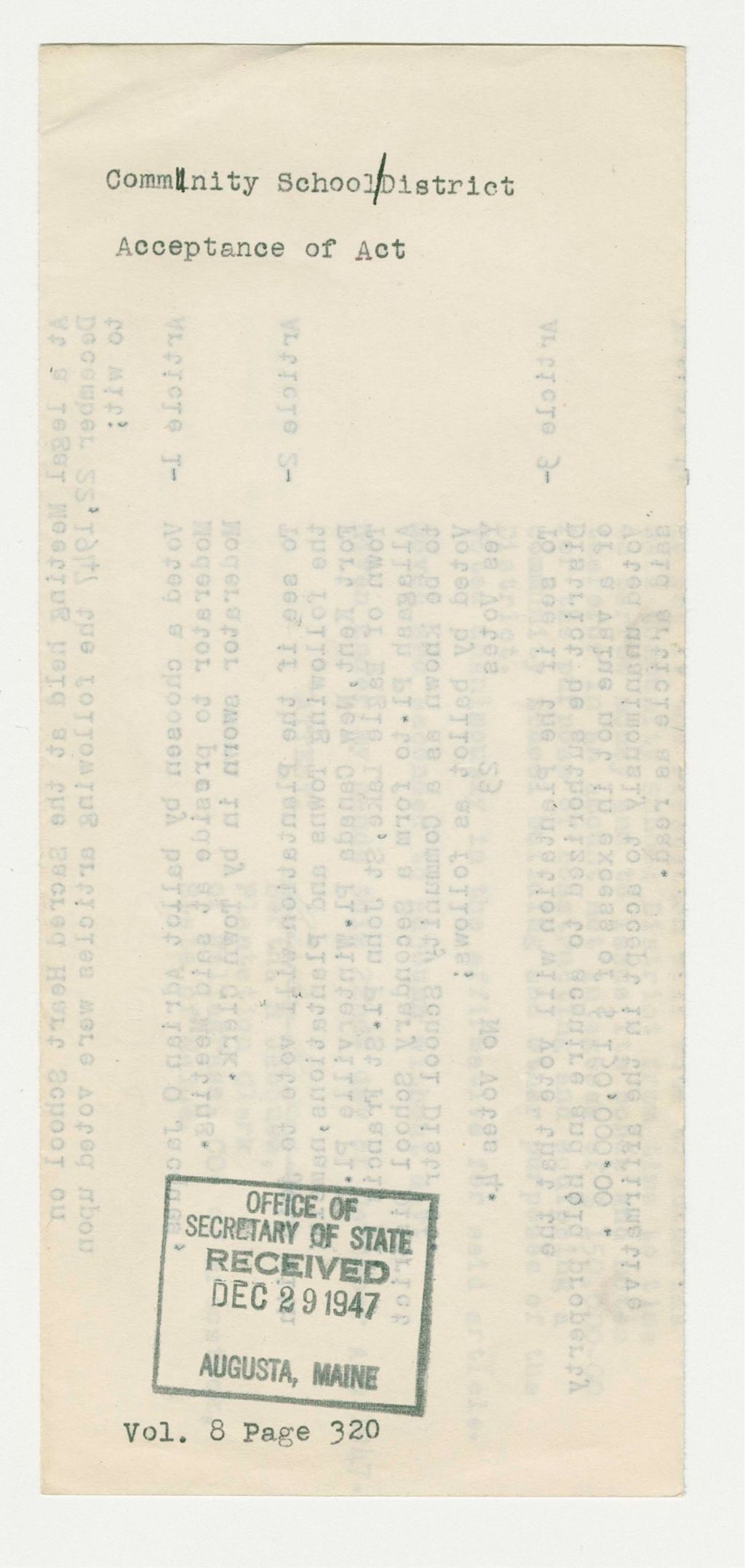 Miniature of Community School District Acceptance of Act