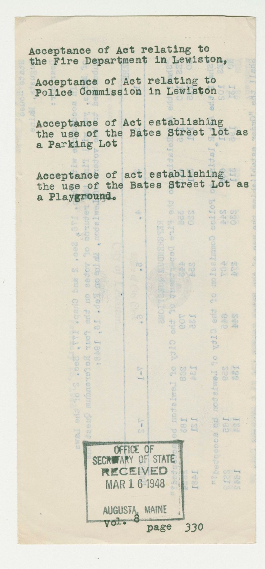 Miniature of Acceptance of Acts in Lewiston