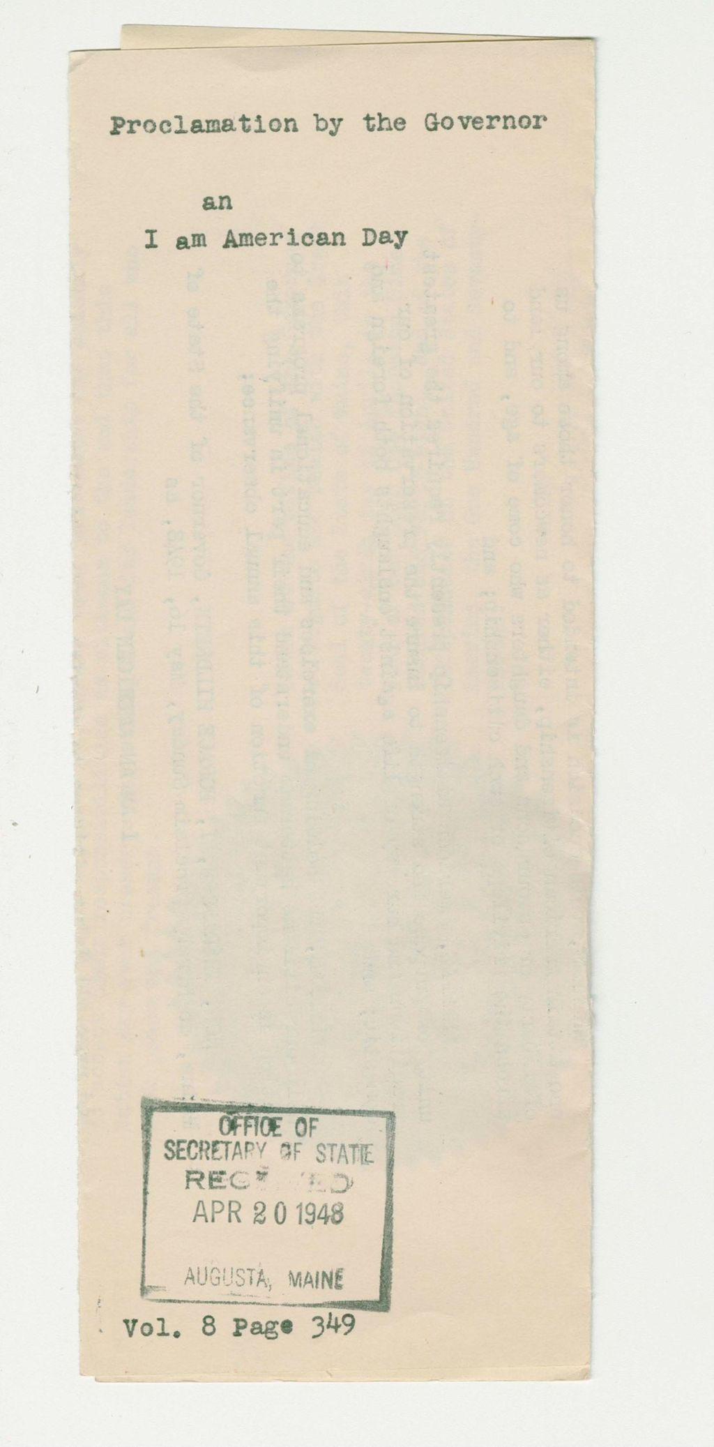 Miniature of I am an American Day Proclamation
