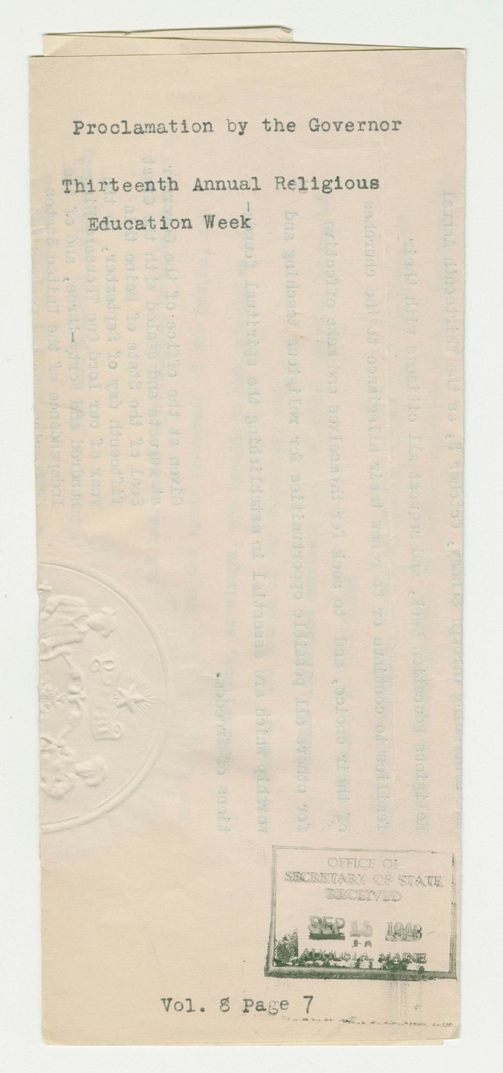 Miniature of Thirteenth Annual Religious Education Week