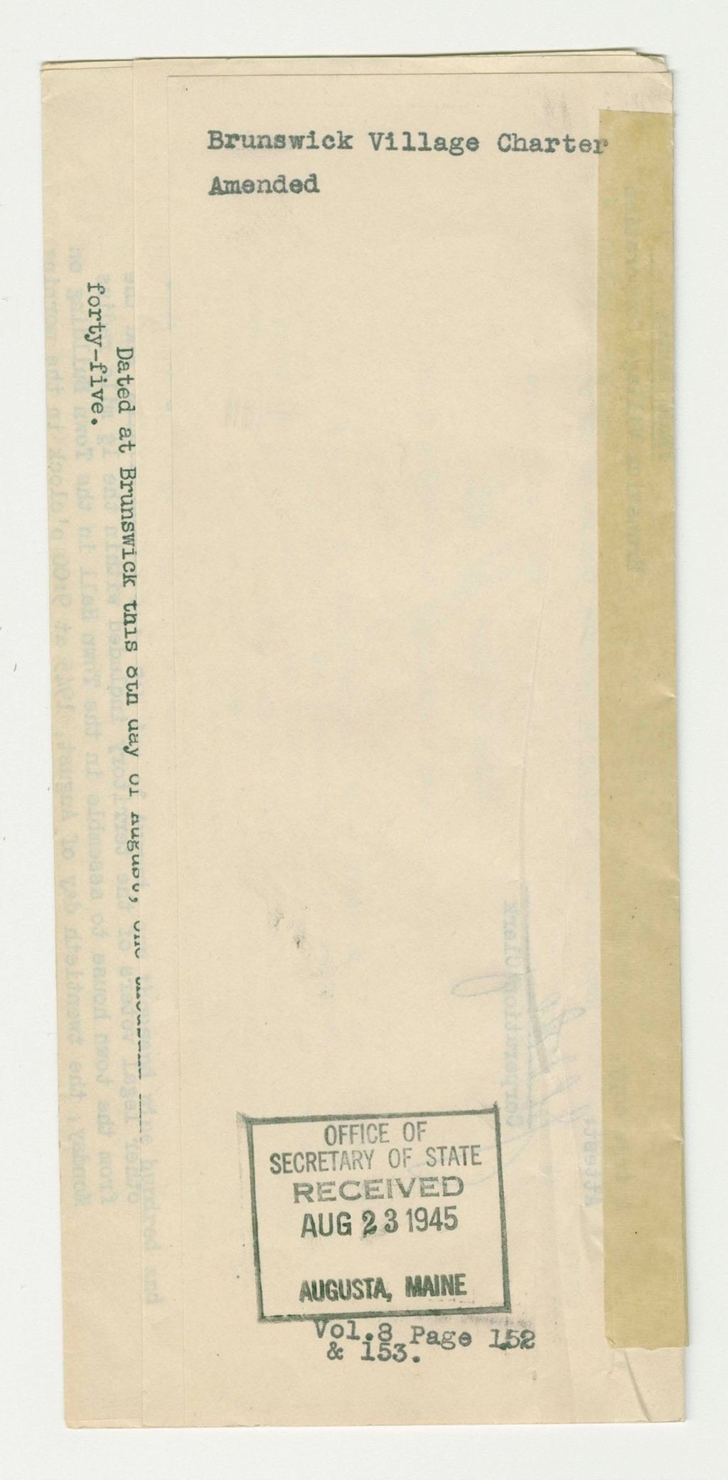 Miniature of Brunswick Village Charter Amended