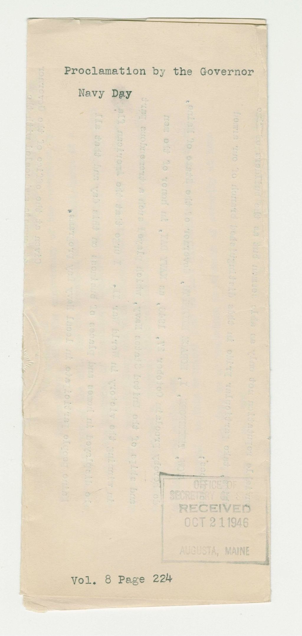 Miniature of Navy Day Proclamation
