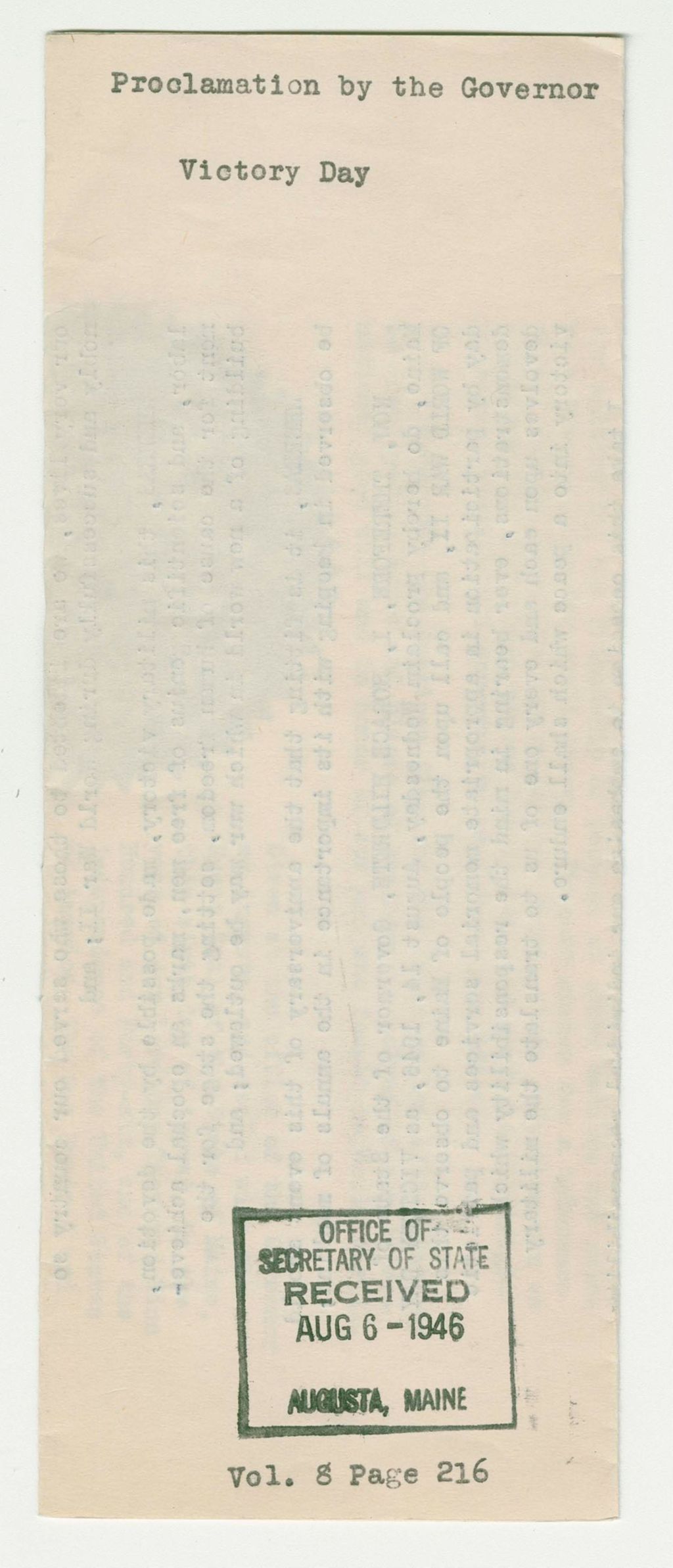 Miniature of Victory Day Proclamation