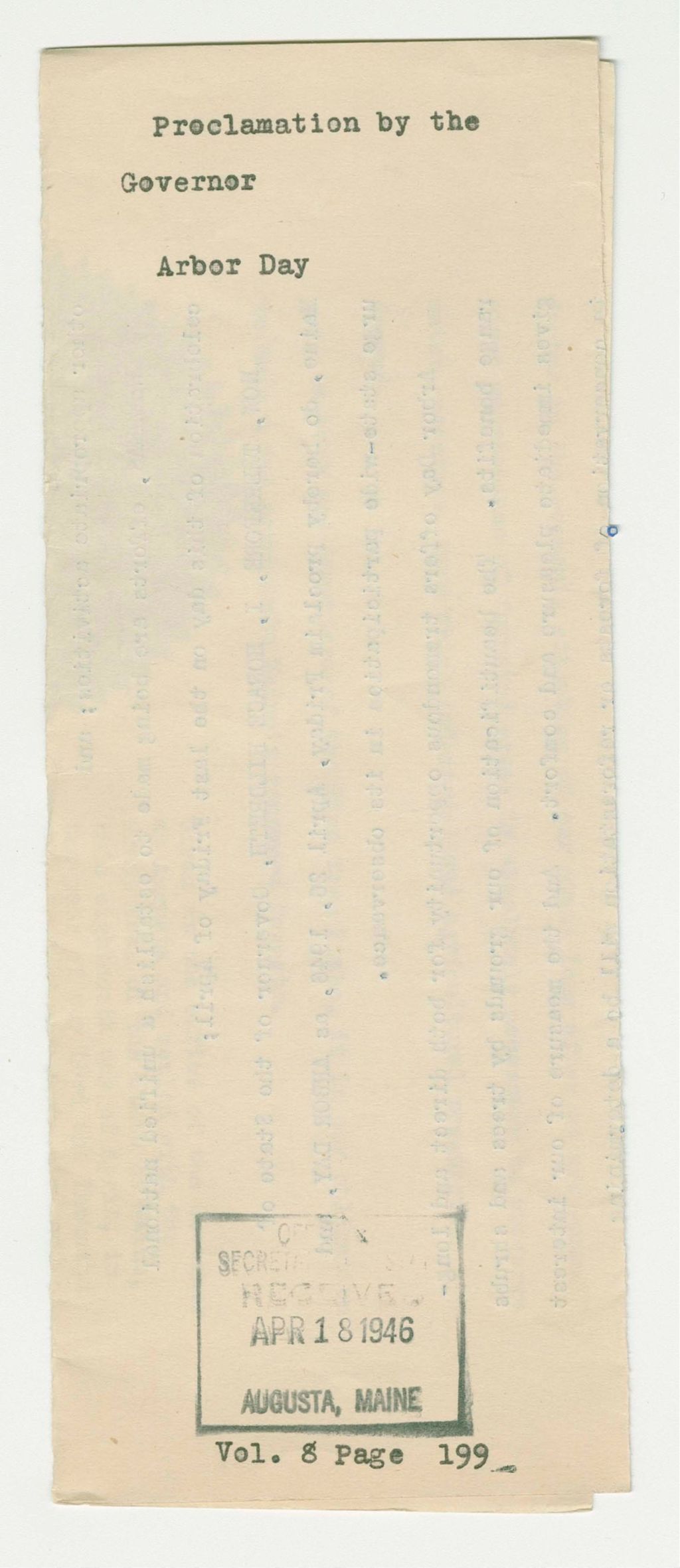 Miniature of Arbor Day Proclamation