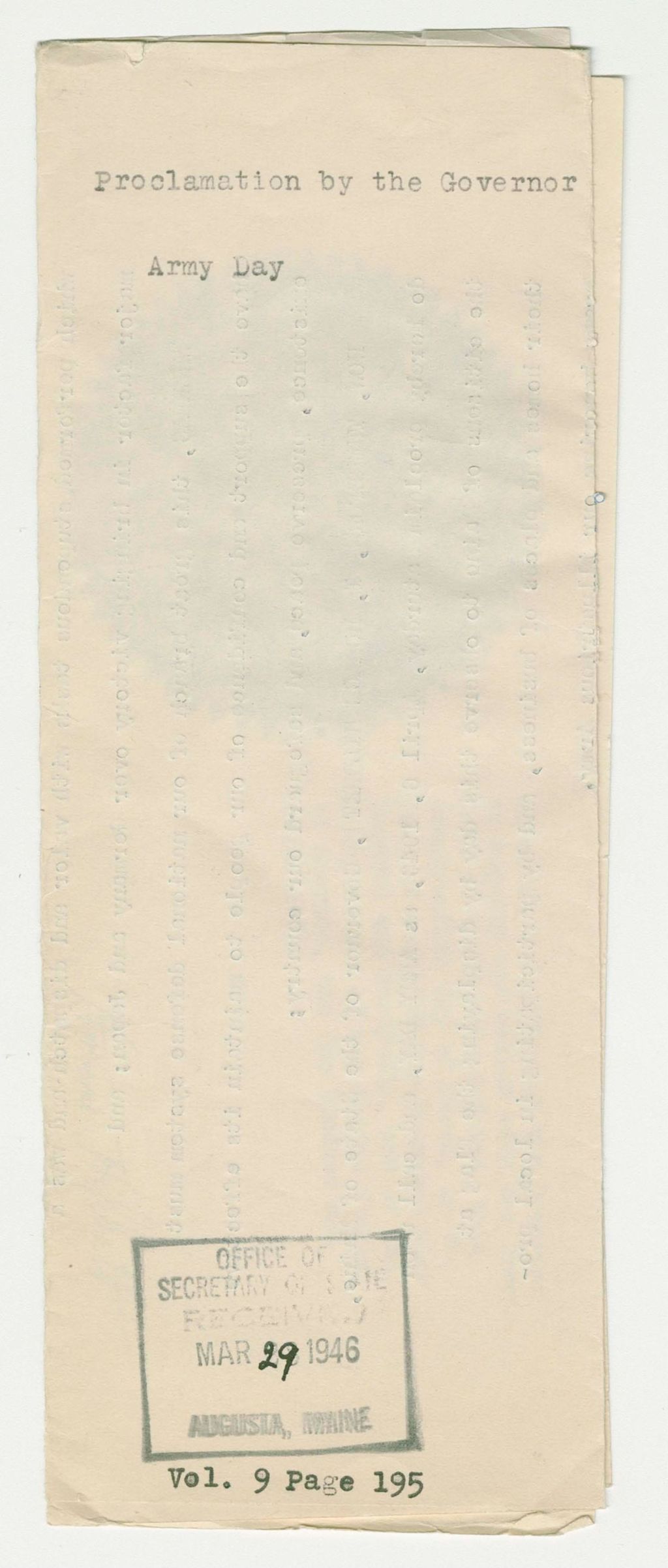 Miniature of Army Day Proclamation