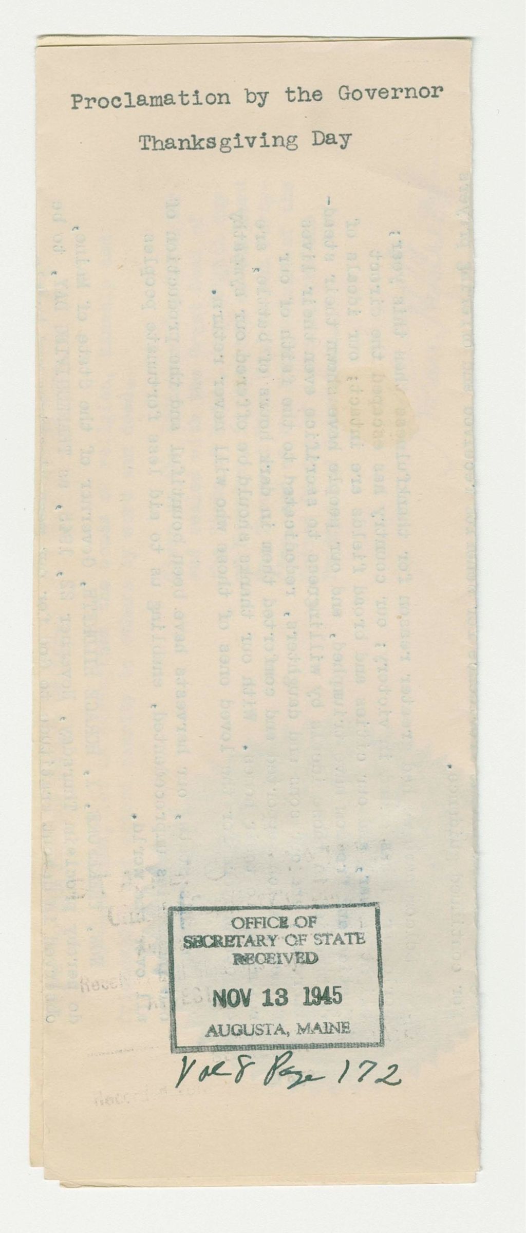 Miniature of Thanksgiving Day Proclamation