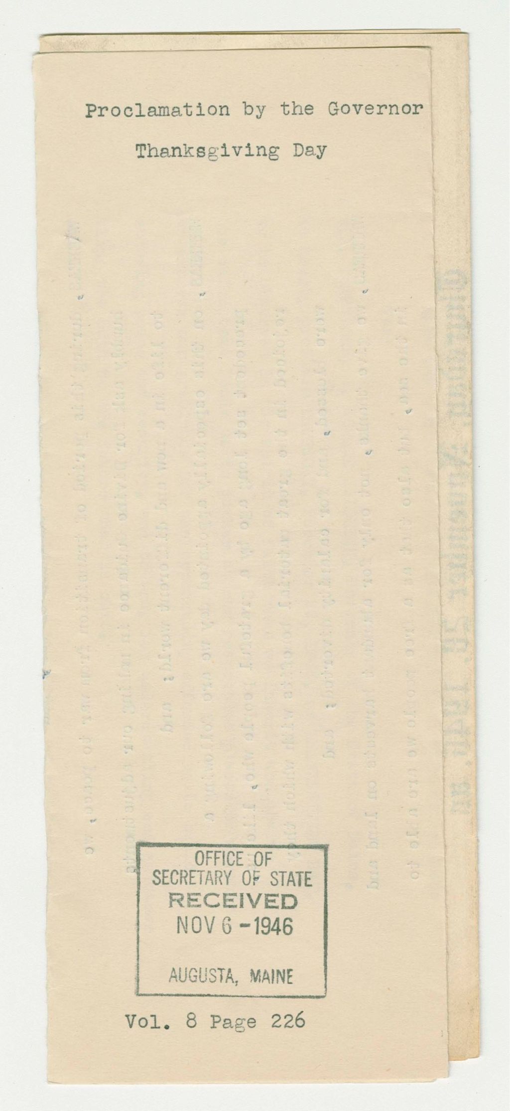 Miniature of Thanksgiving Day Proclamation
