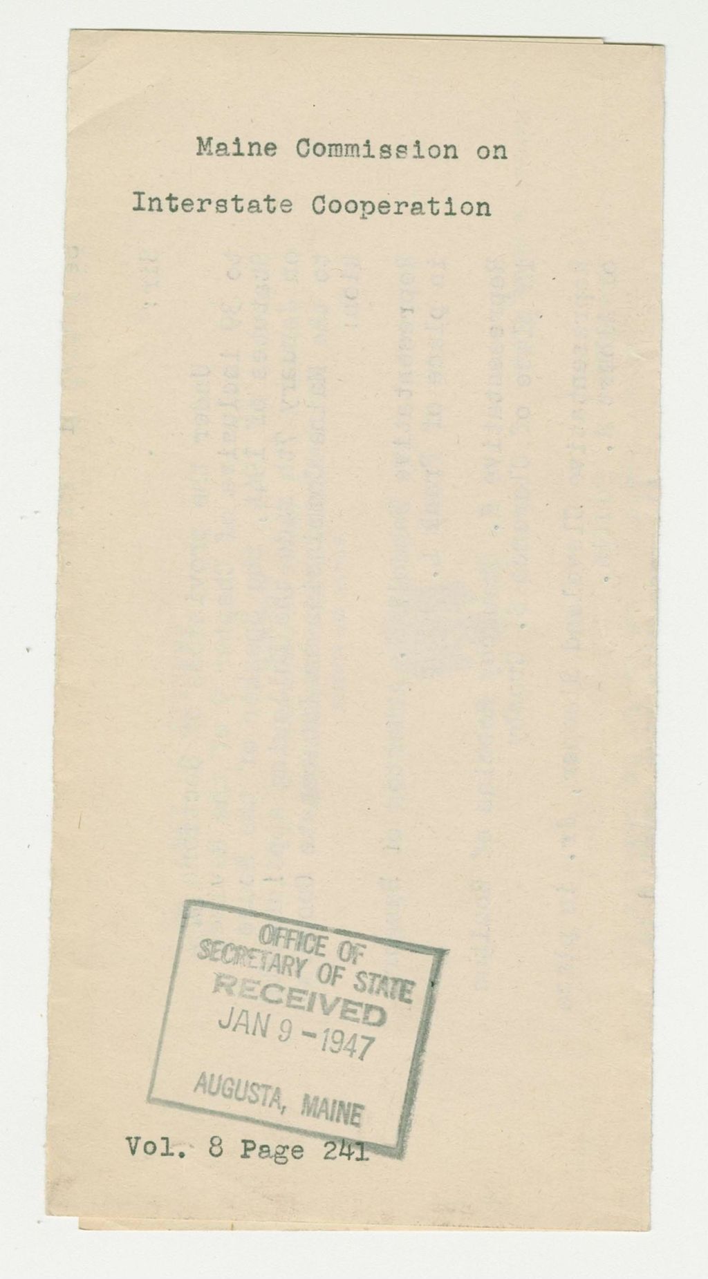 Miniature of Maine Commission on Interstate Cooperation