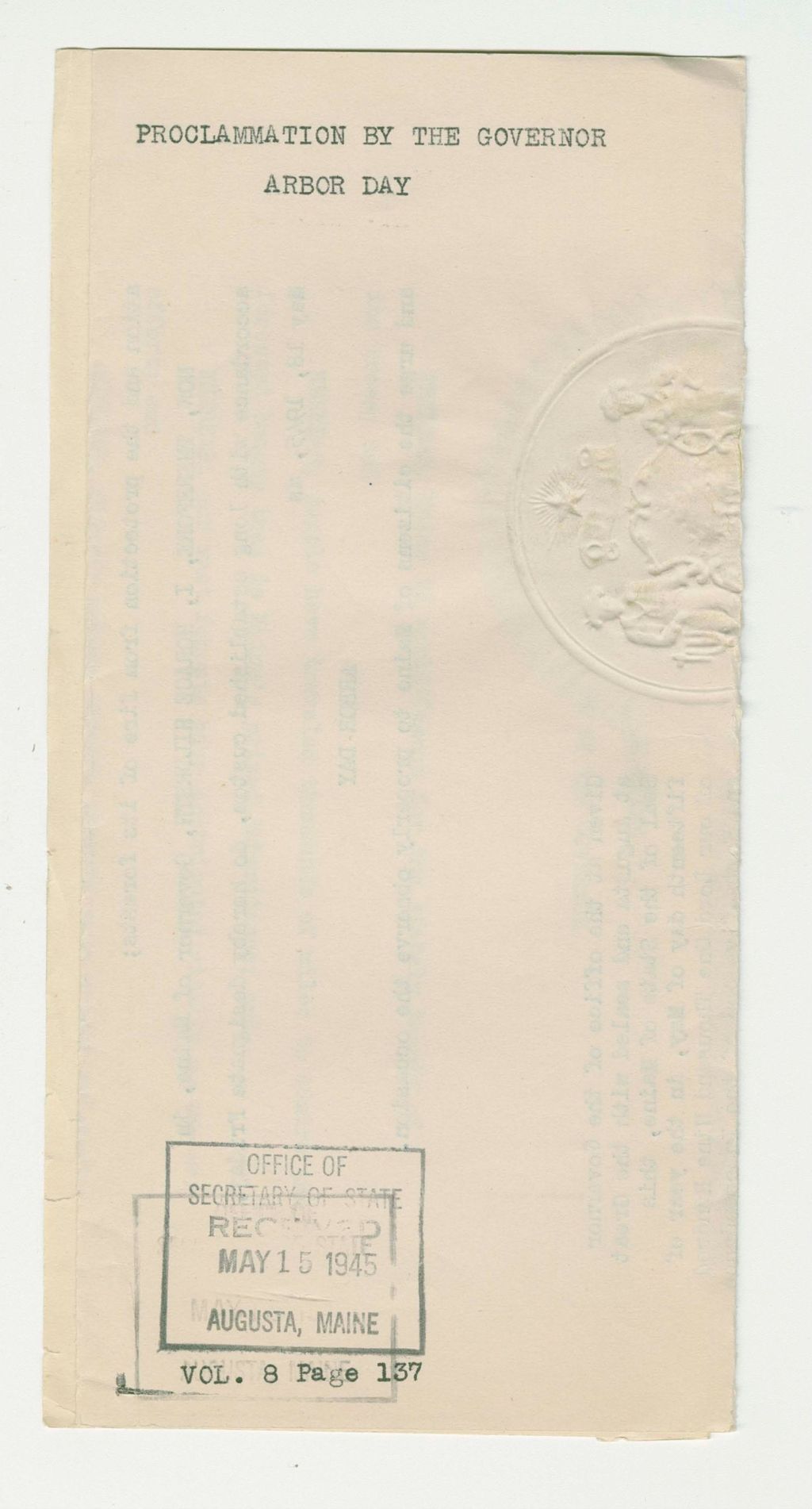 Miniature of Arbor Day Proclamation