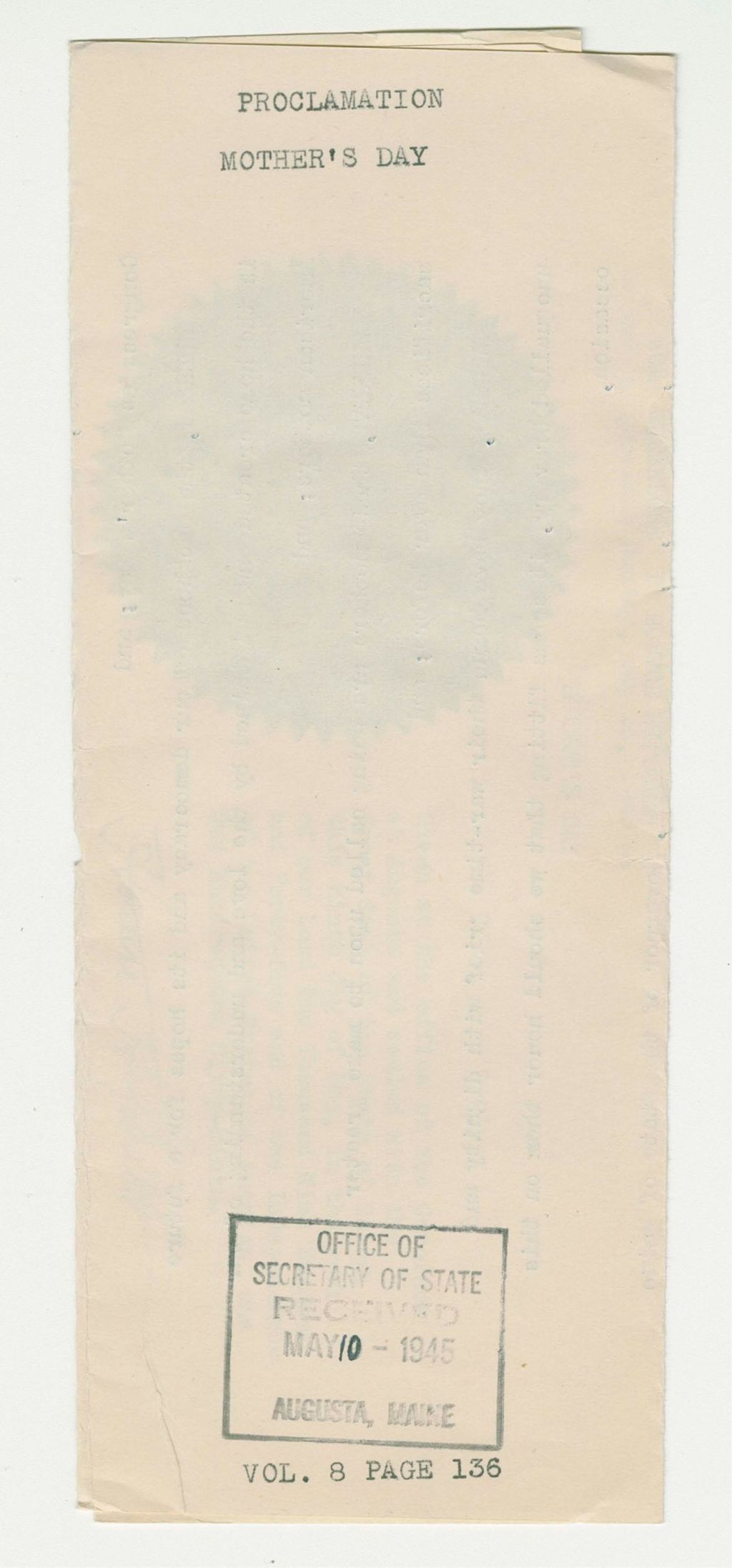 Miniature of Mother's Day Proclamation