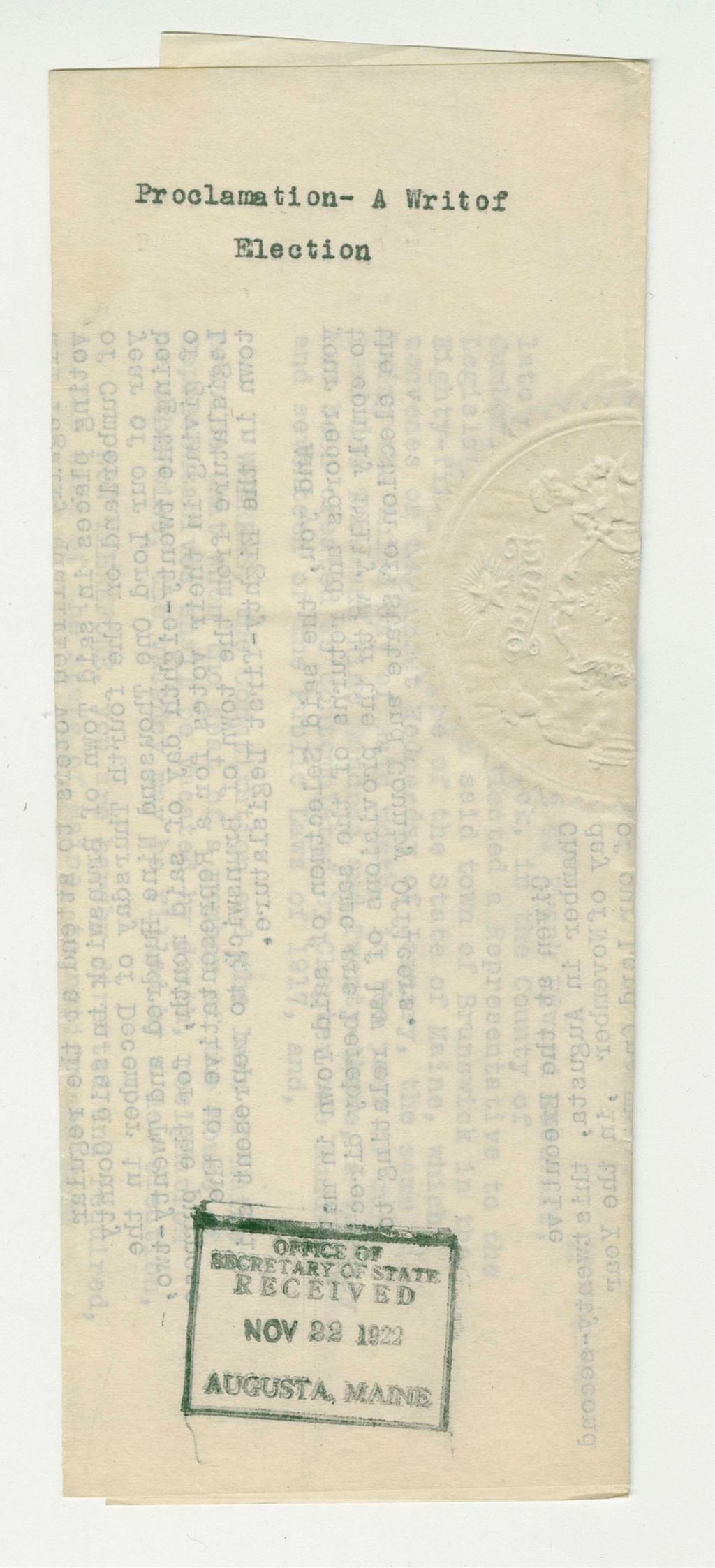 Miniature of Writ of Election