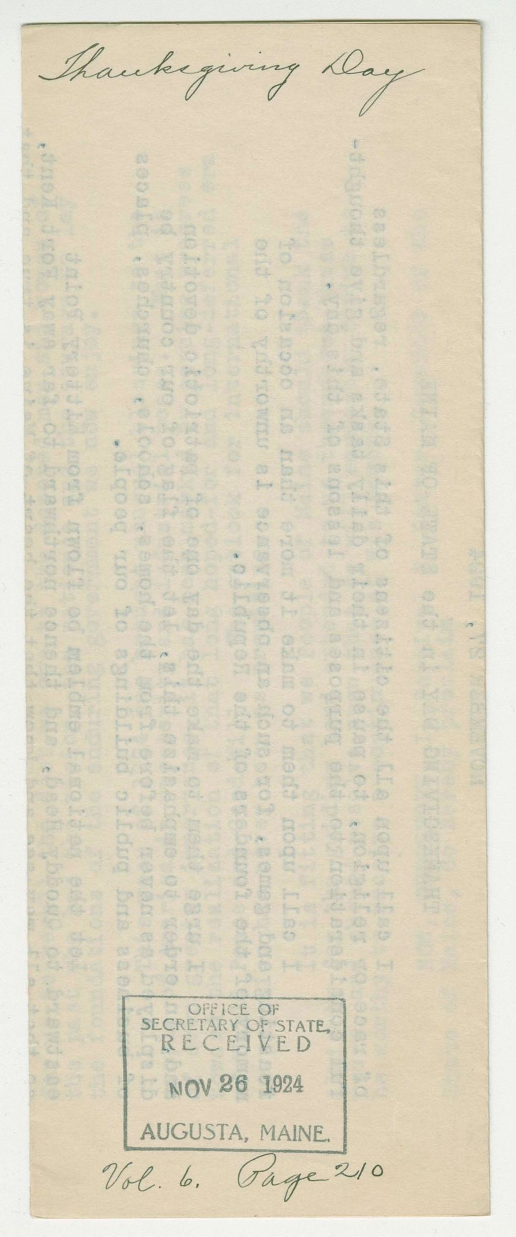 Miniature of Thanksgiving Day Proclamation