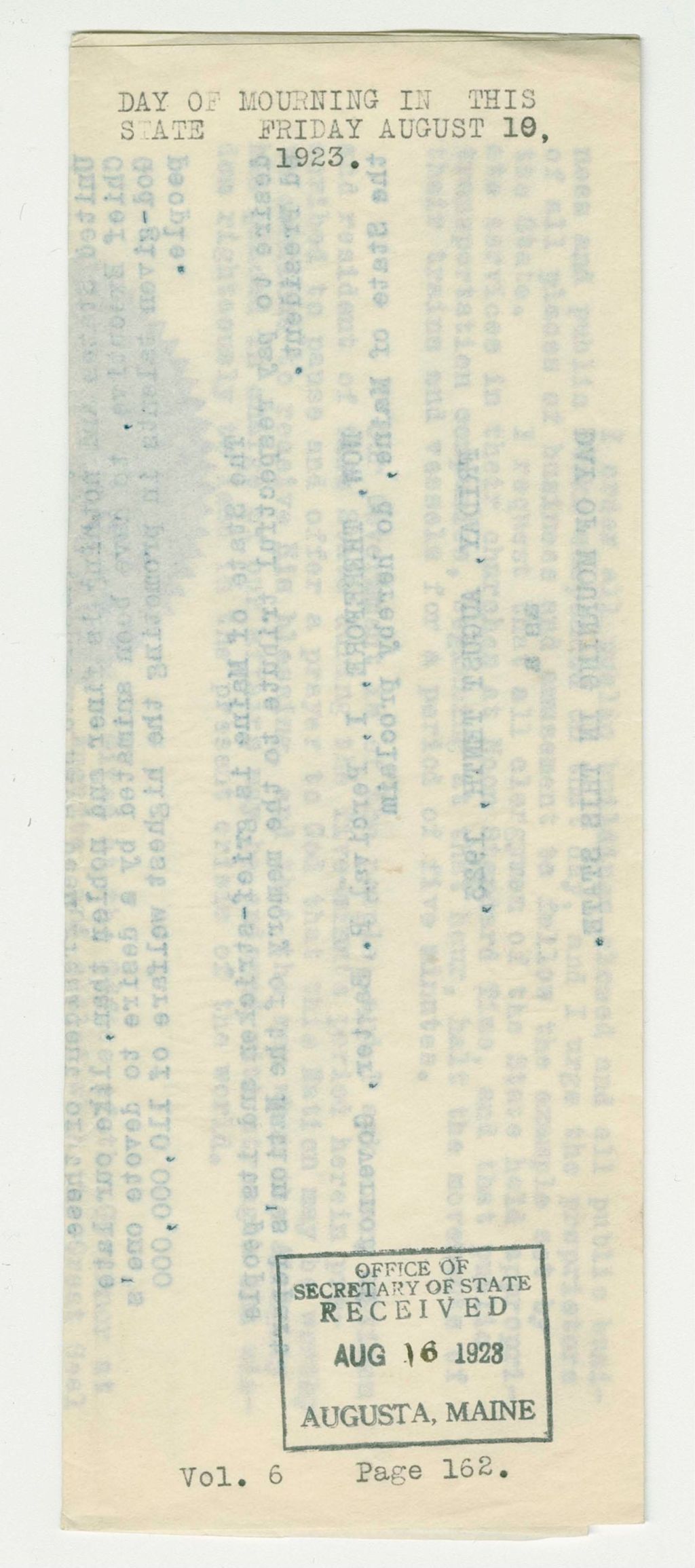 Miniature of Day of Mourning in this State