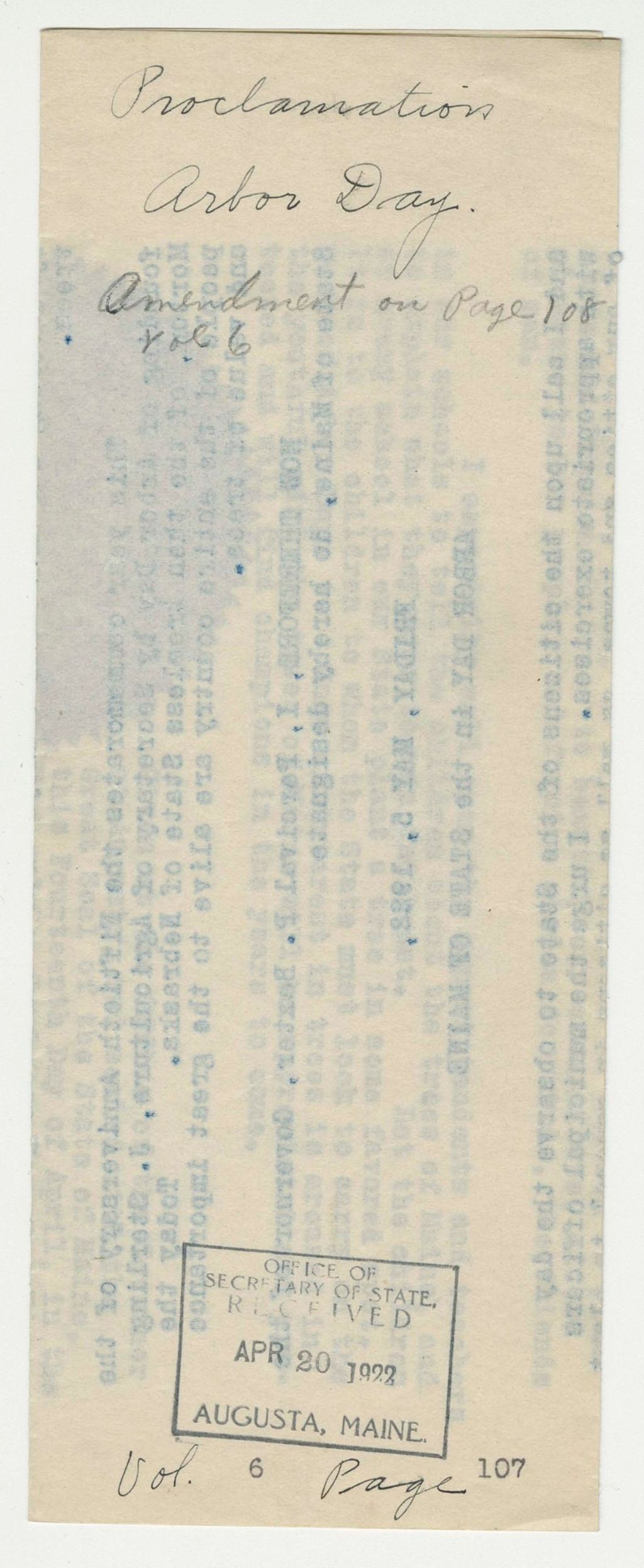 Miniature of Arbor Day Proclamation Amendment