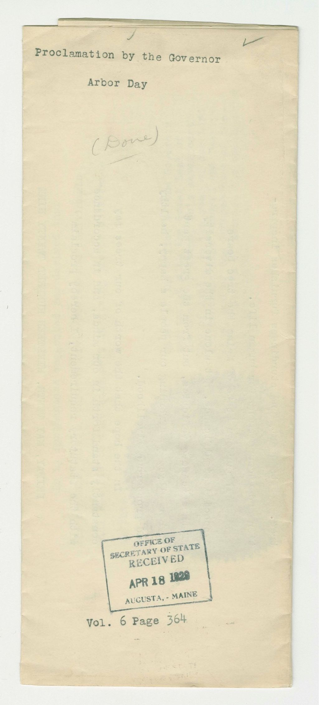 Miniature of Arbor Day Proclamation