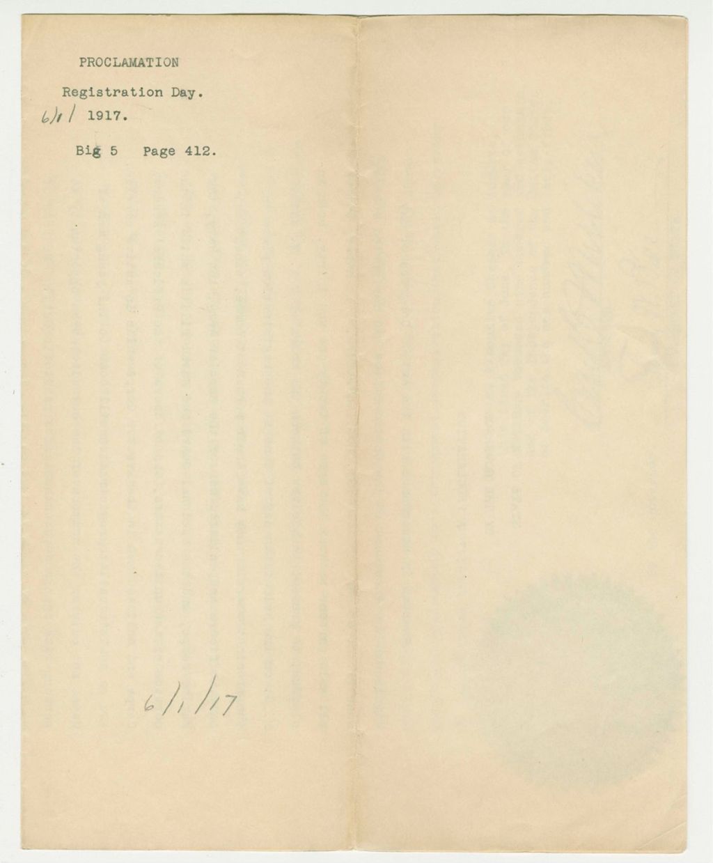 Miniature of Registration Day Proclamation