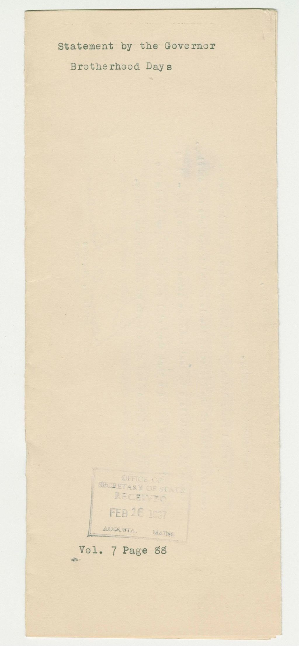 Miniature of Brotherhood Days Statement