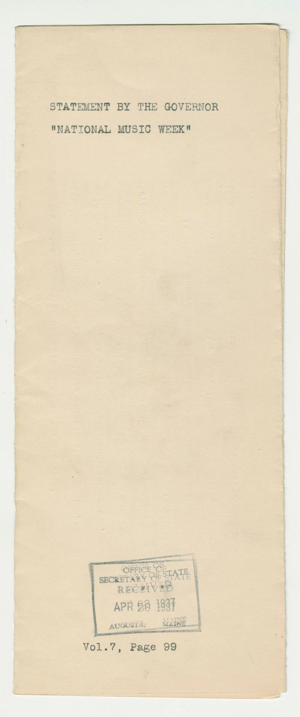 Miniature of National Music Week Statement