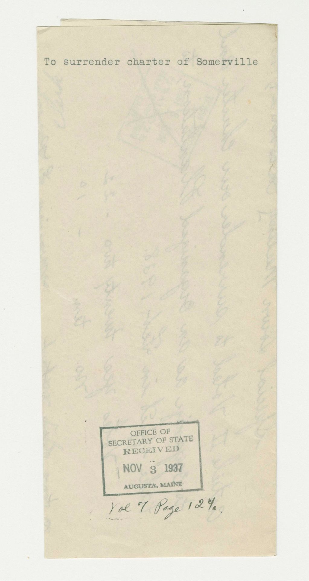 Miniature of To Surrender Charter of Somerville