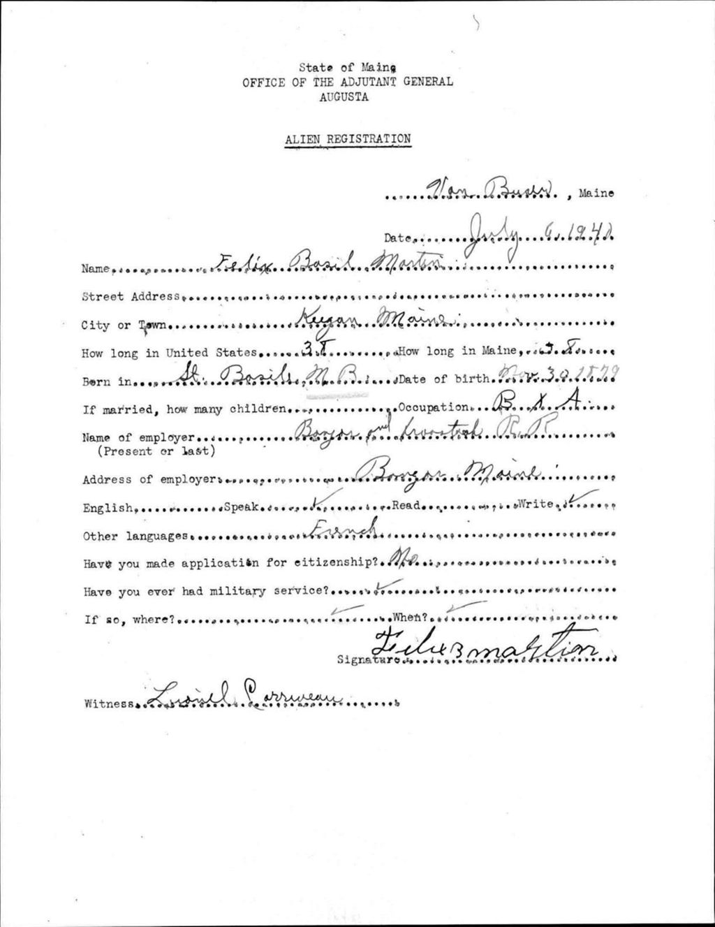 Miniature of Alien Registration- Martin, Felix B. (Van Buren, Aroostook County)