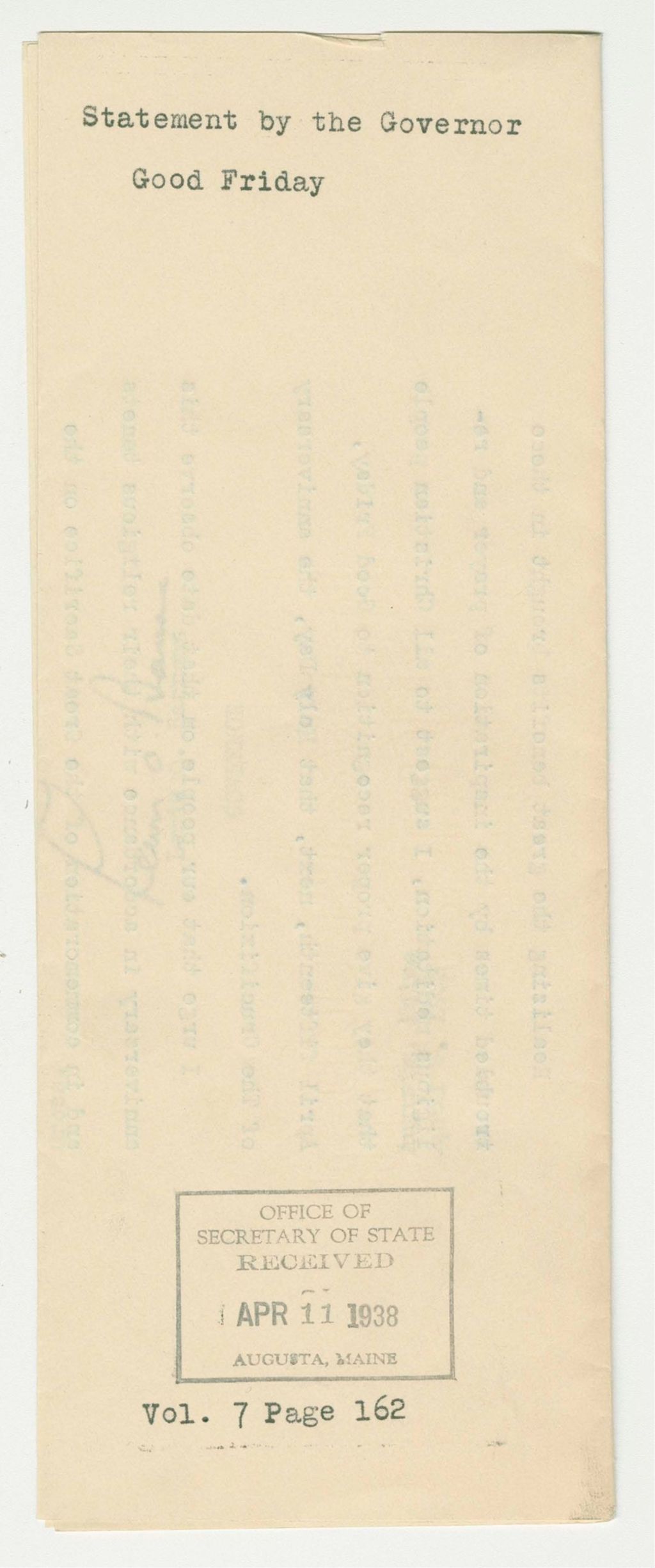 Miniature of Good Friday Proclamation