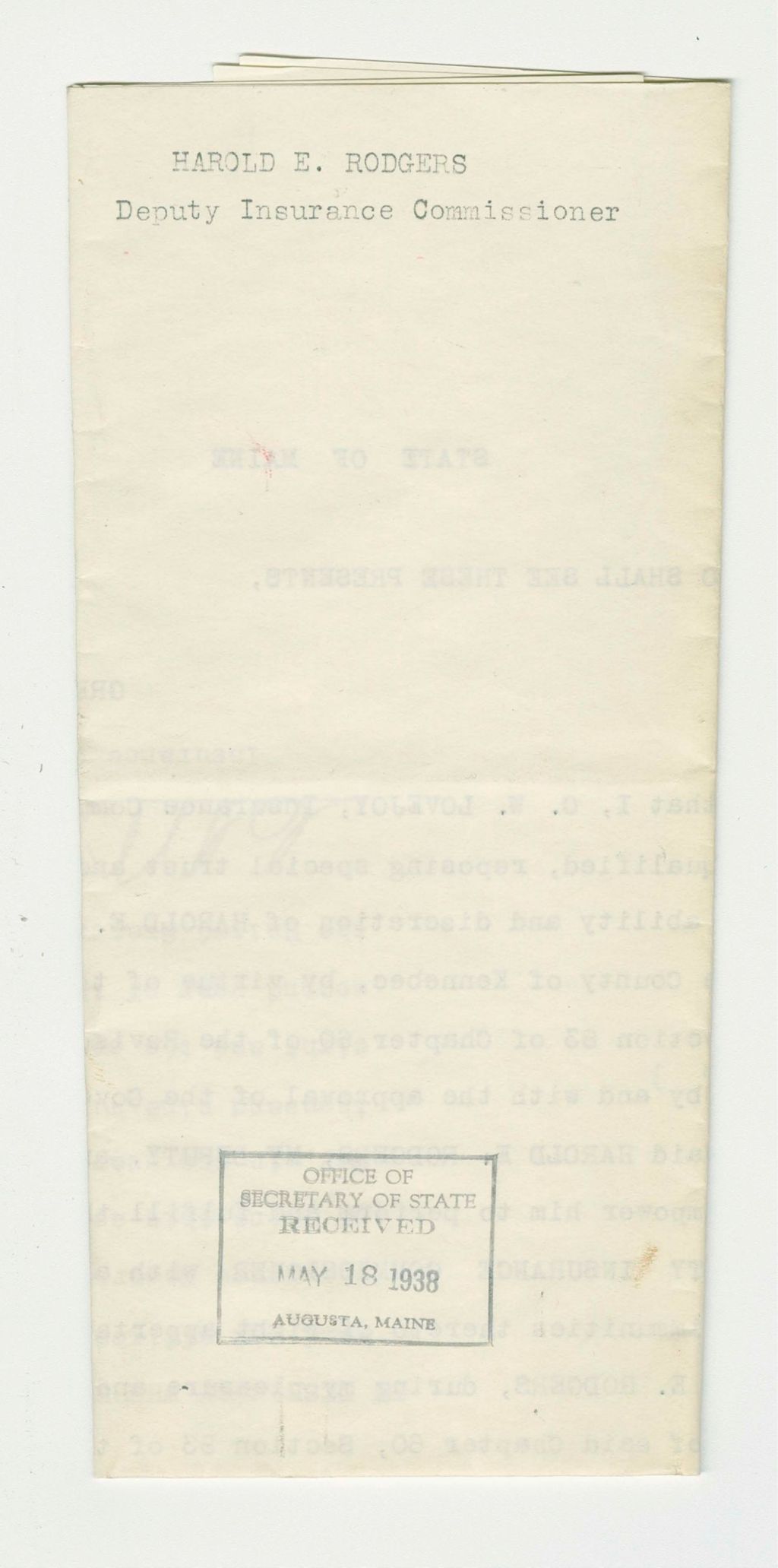 Miniature of Deputy Insurance Commissioner