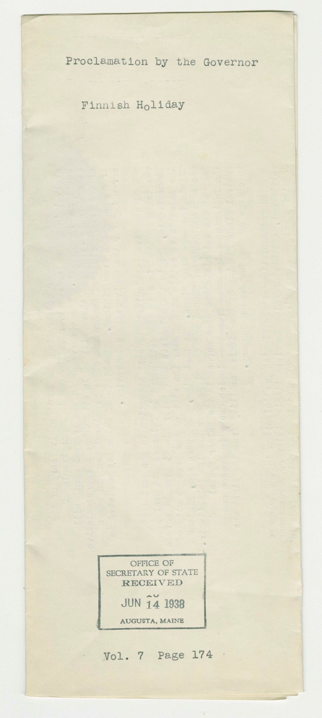 Miniature of Finnish Holiday Proclamation