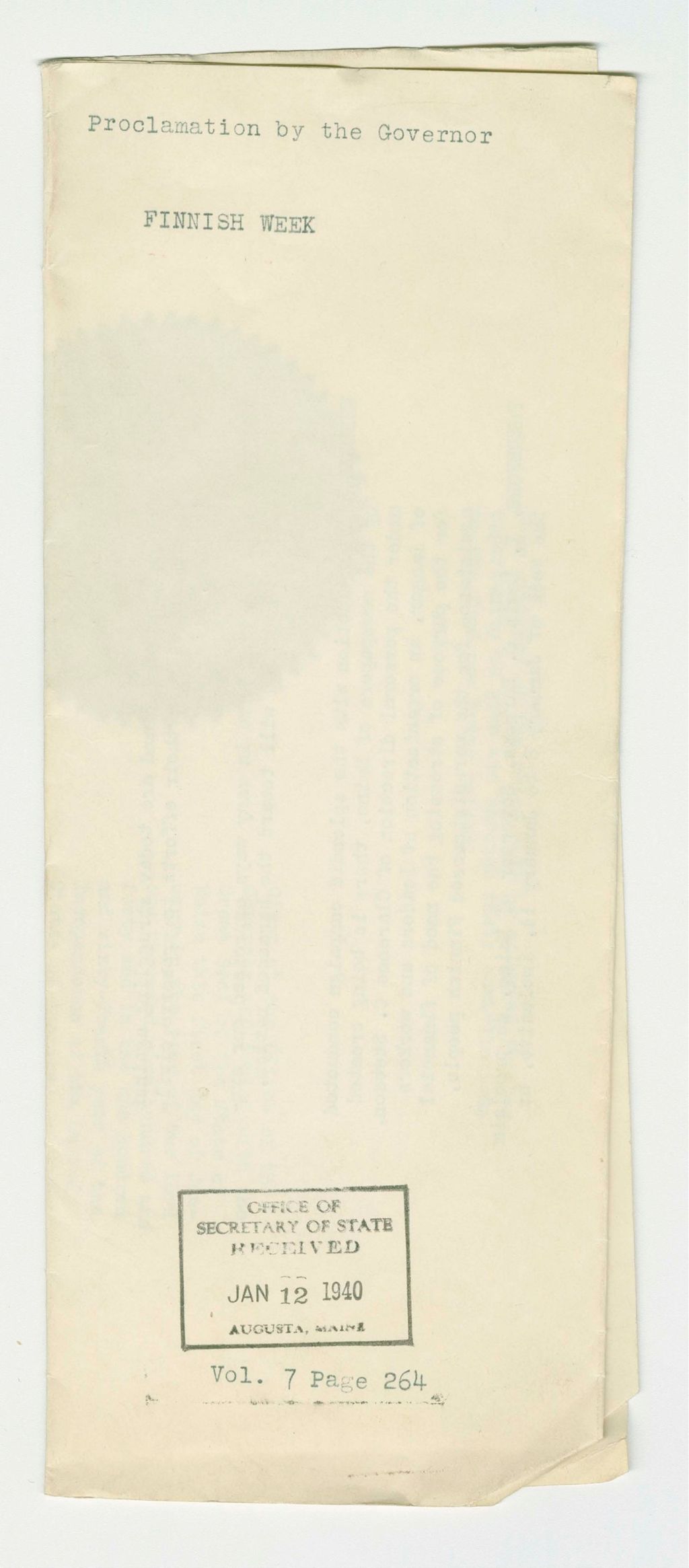 Miniature of Finnish Week Proclamation