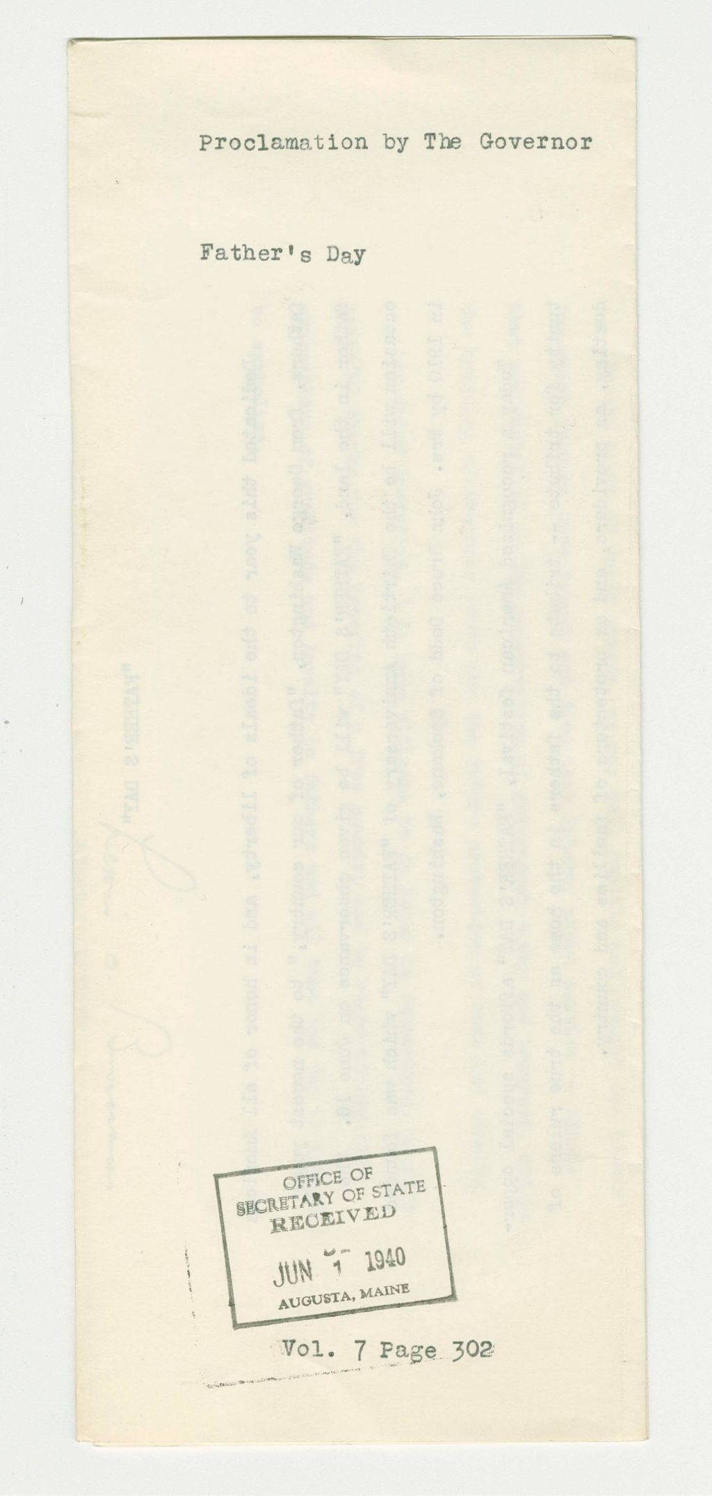 Miniature of Father's Day Proclamation