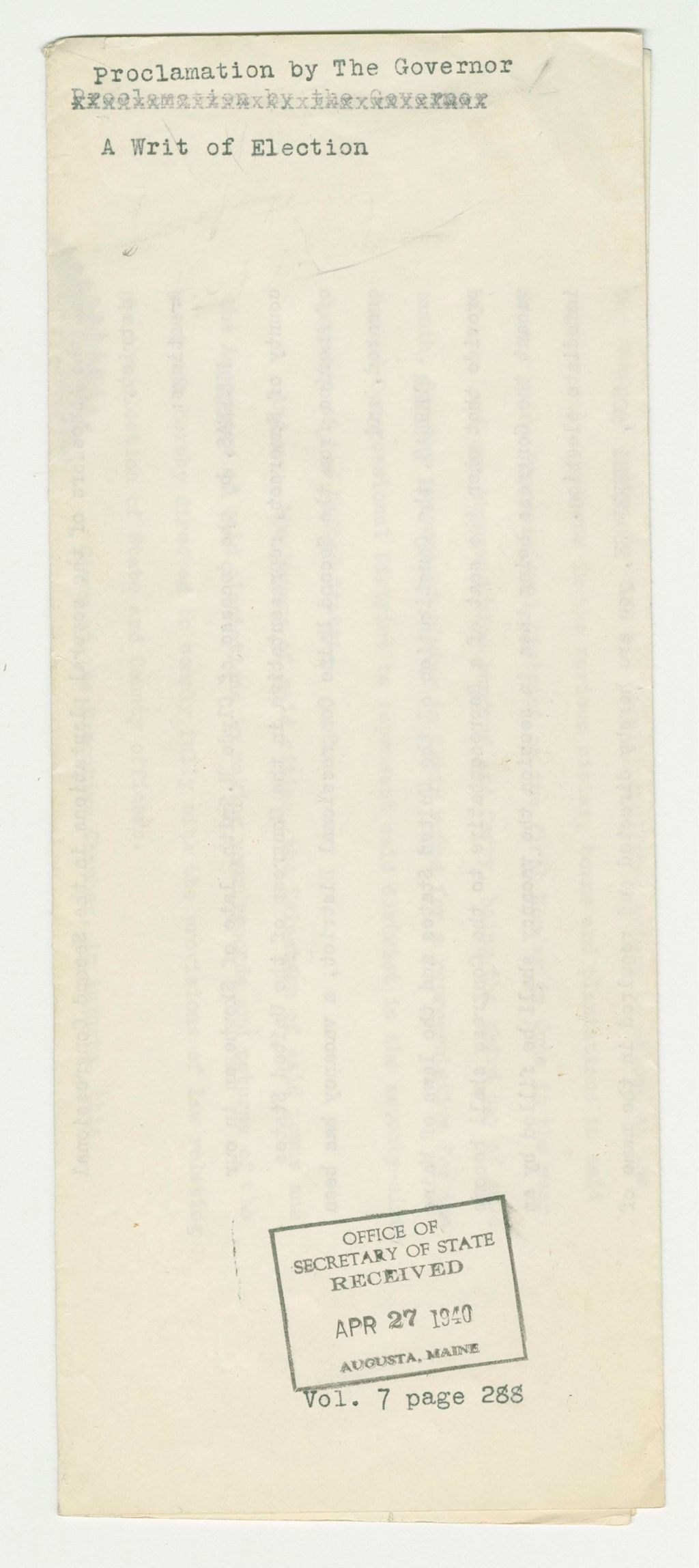 Miniature of A Write of Election