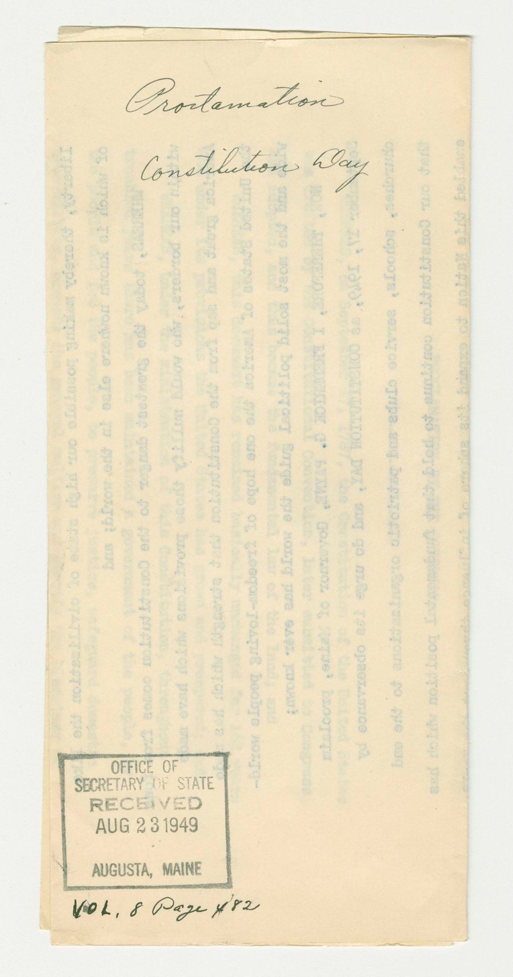 Miniature of Constitution Day Proclamation