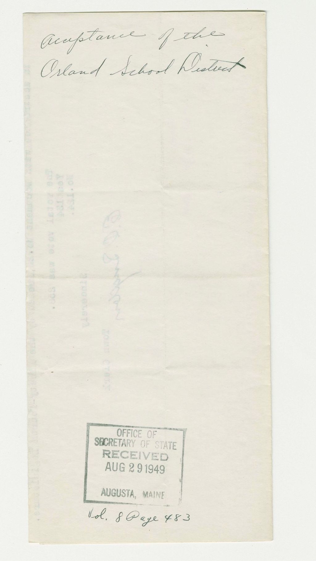 Miniature of Acceptance of the Orland School District