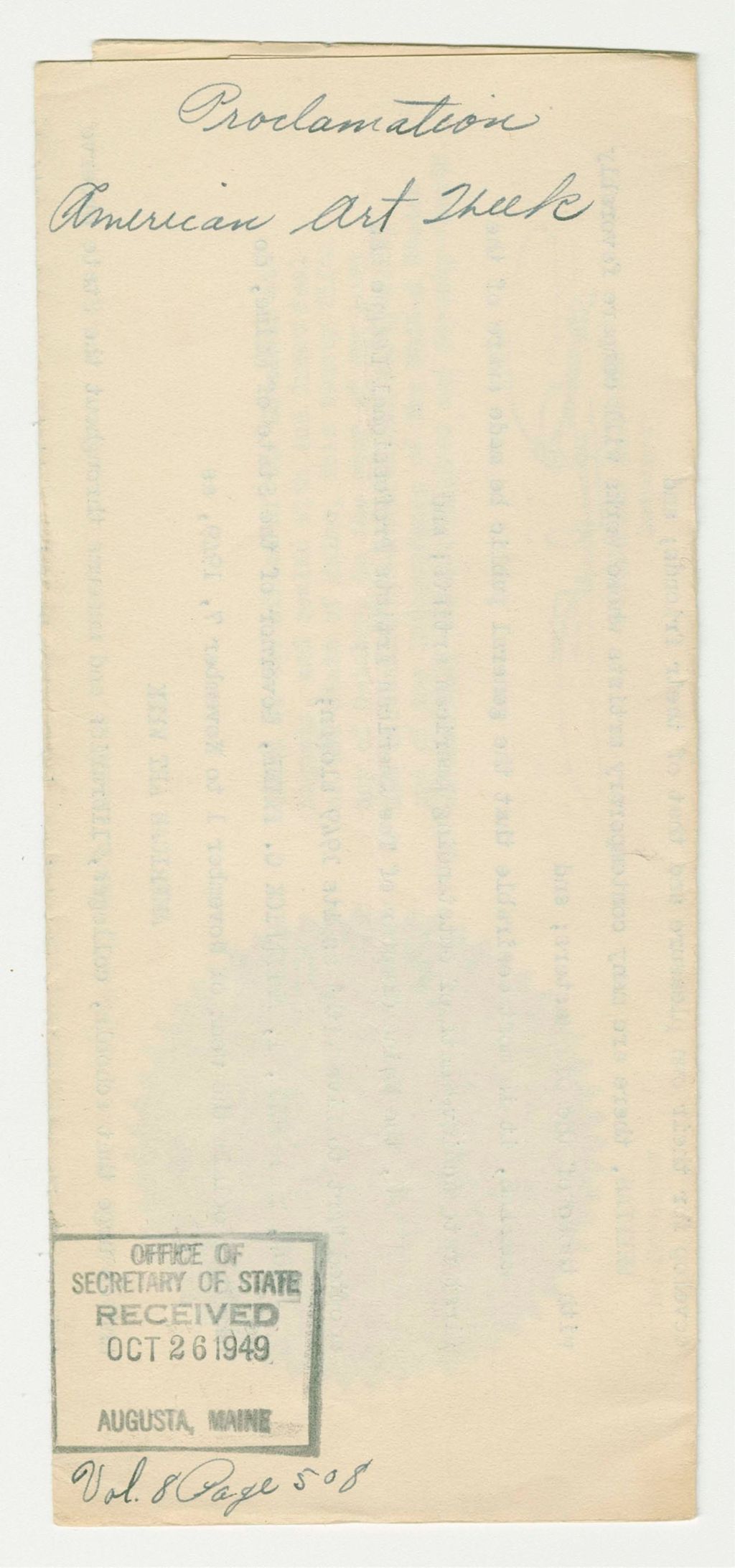 Miniature of American Art Week Proclamation