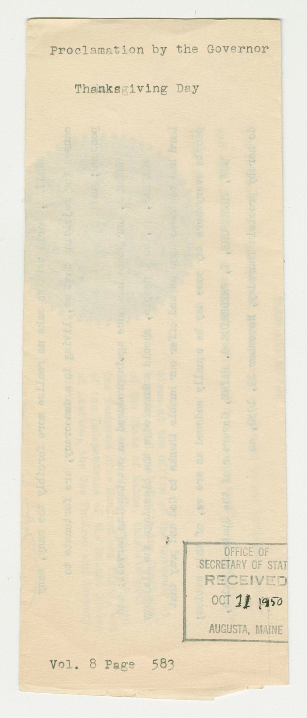 Miniature of Thanksgiving Day Proclamation