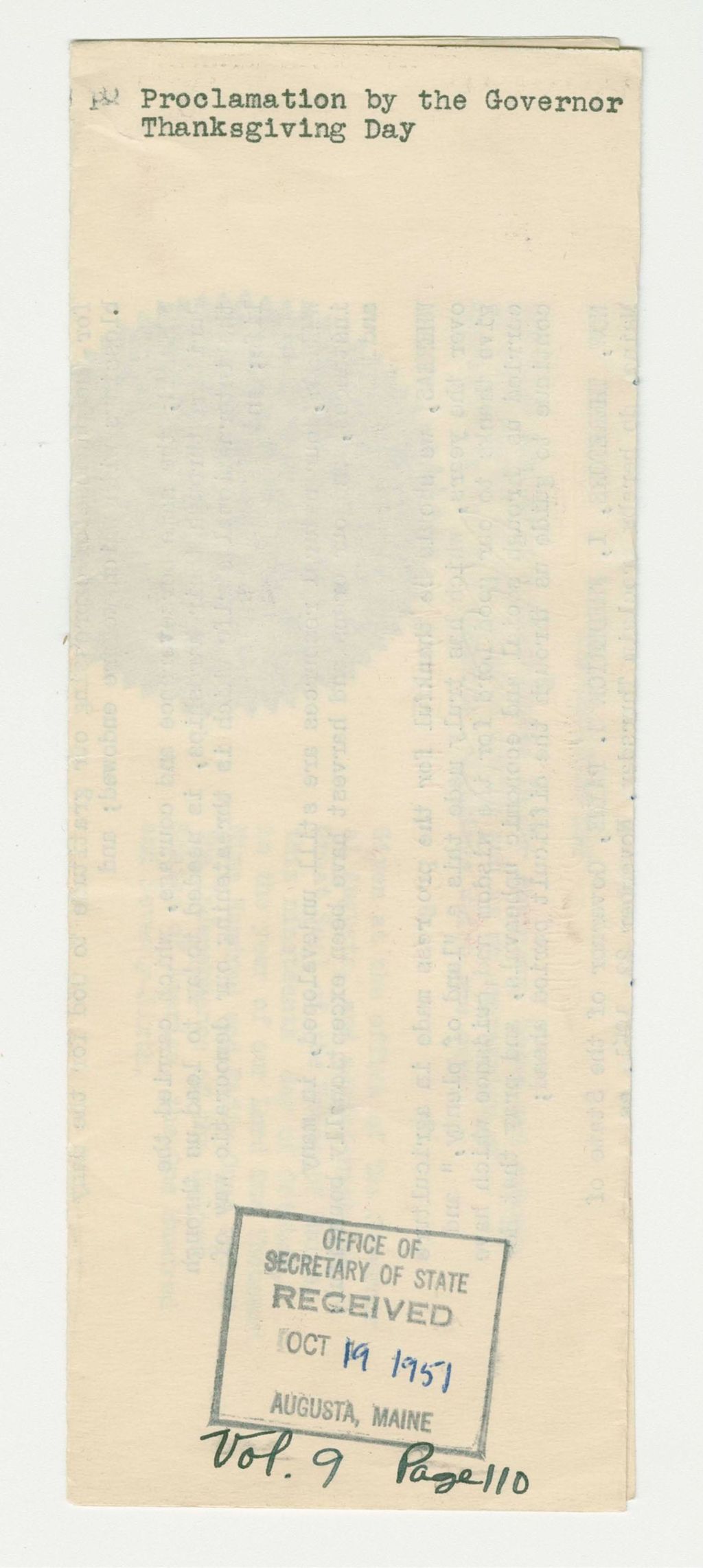Miniature of Thanksgiving Day Proclamation