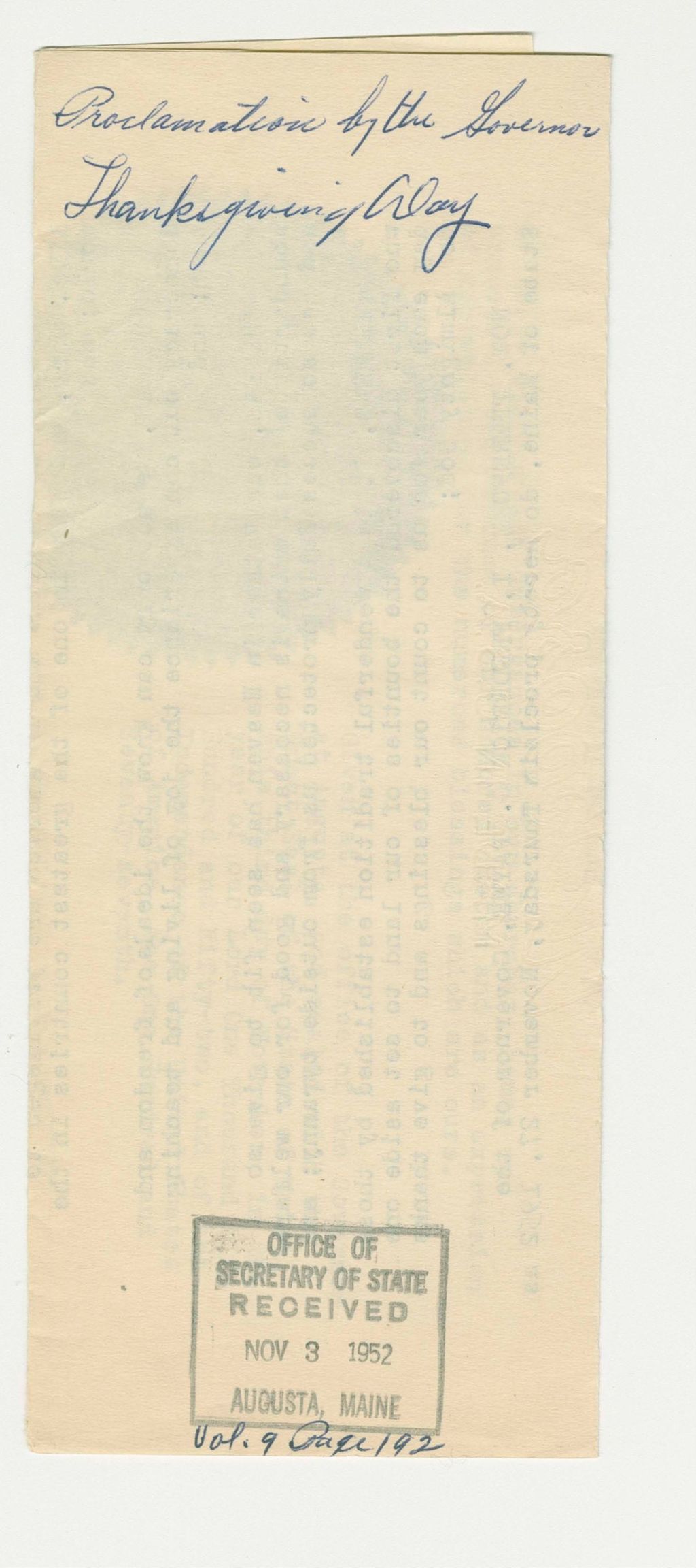 Miniature of Thanksgiving Day Proclamation
