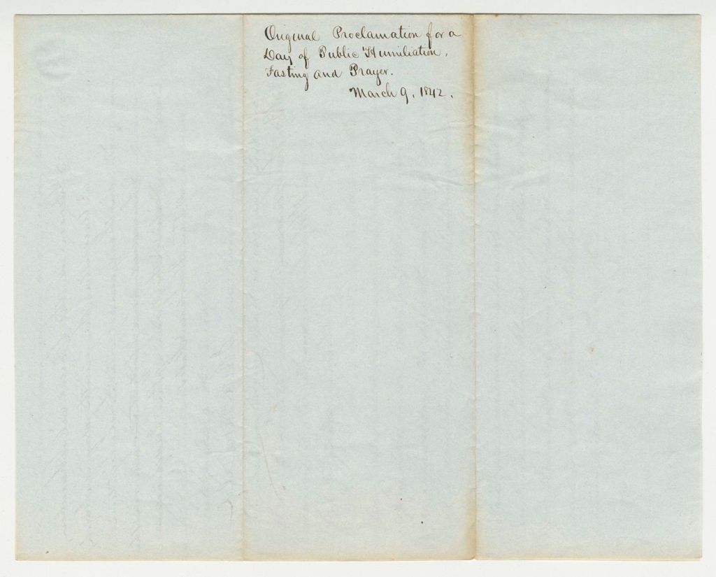 Miniature of Original Proclamation for a Day of Public Humiliation, Fasting, and Prayer