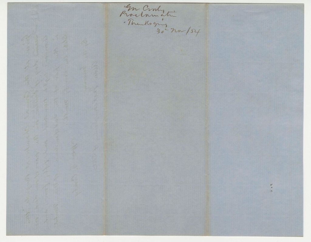 Miniature of Proclamation for a day of Public Thanksgiving and Praise November 30, 1854