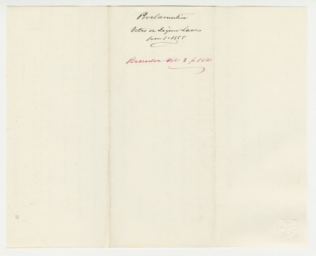 Miniature of Proclamation on the Votes on Liquor Laws