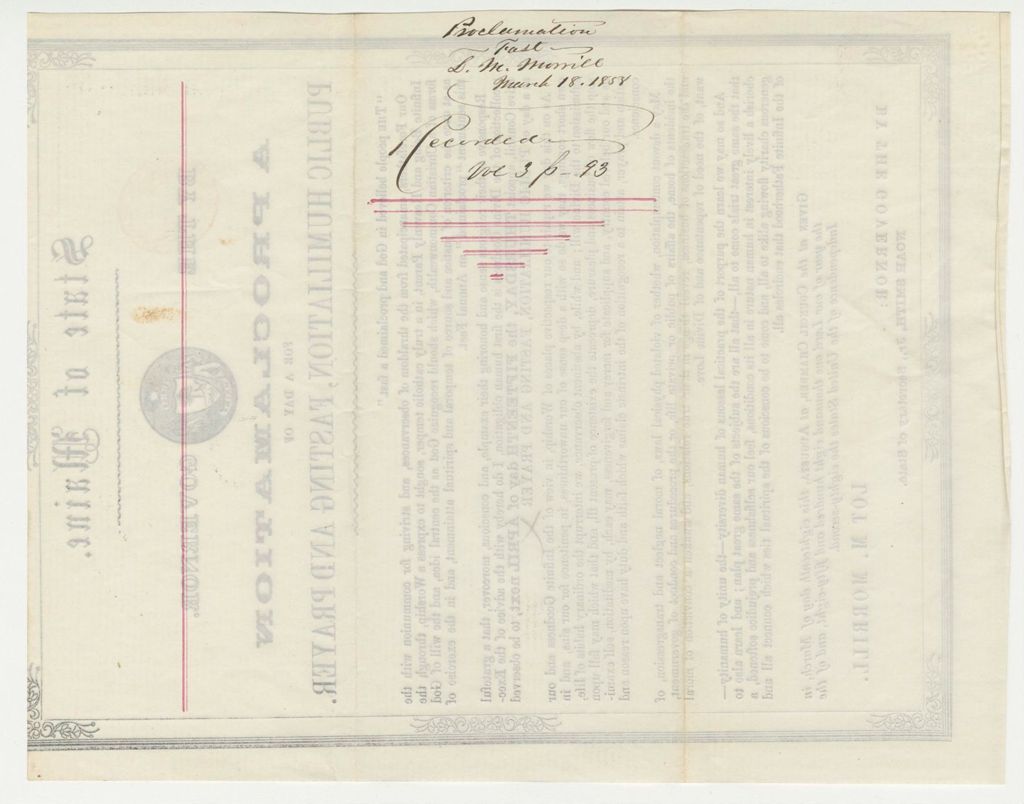 Miniature of Proclamation for a Day of Public Humiliation, Fasting, and Prayer