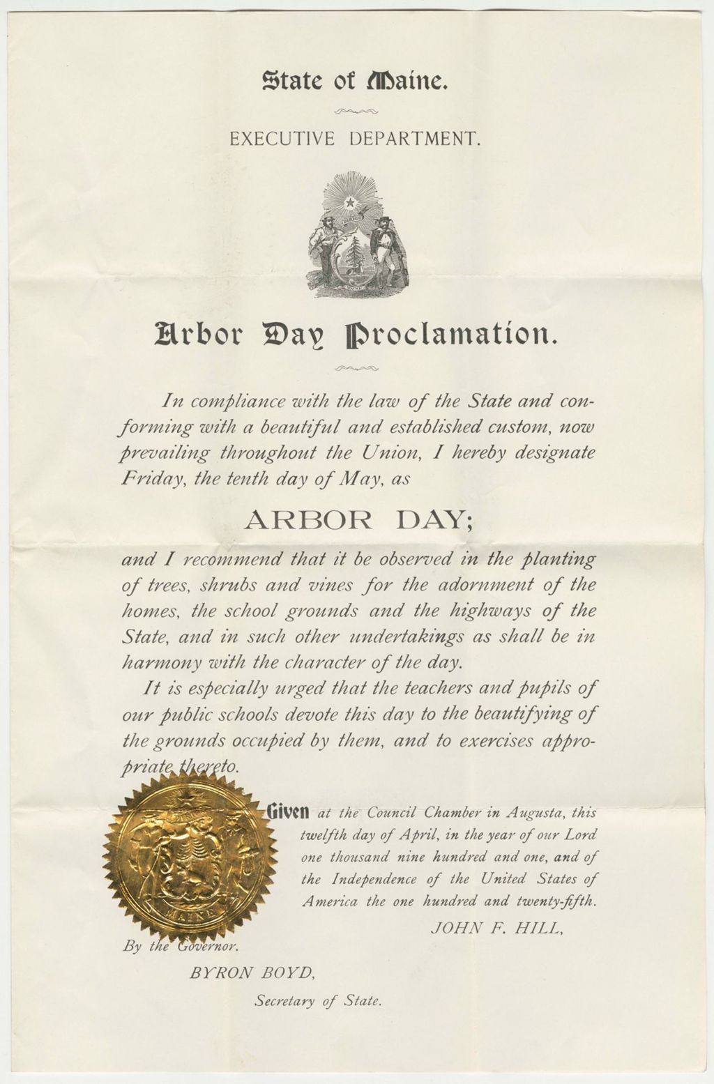 Miniature of Arbor Day Proclamation