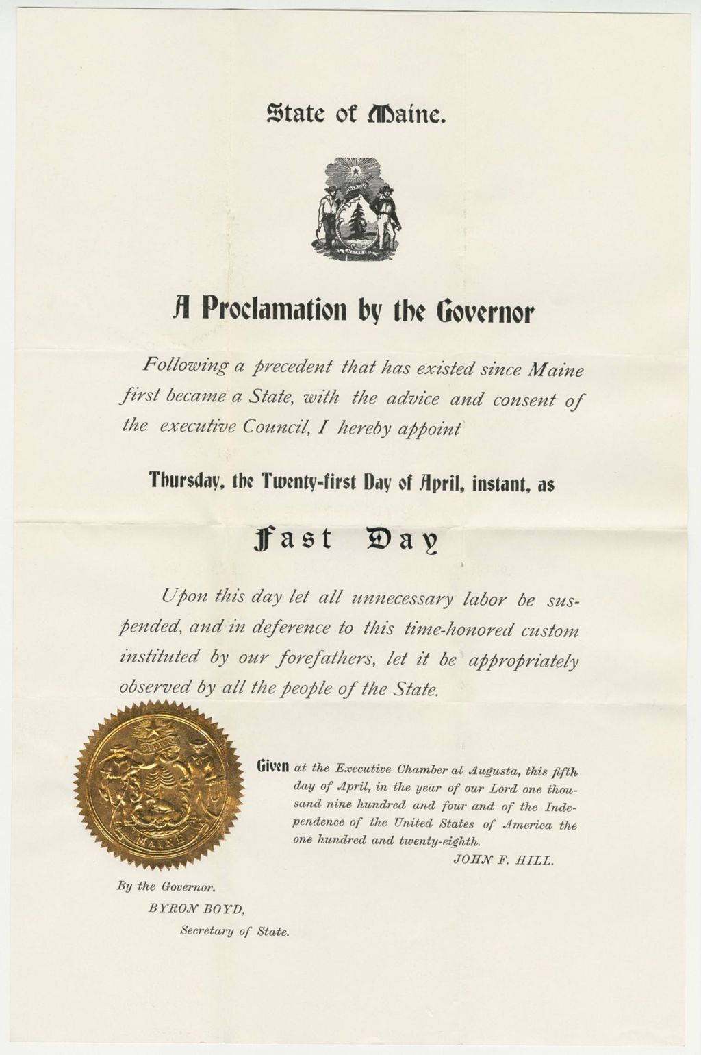 Miniature of Proclamation for a Fast Day