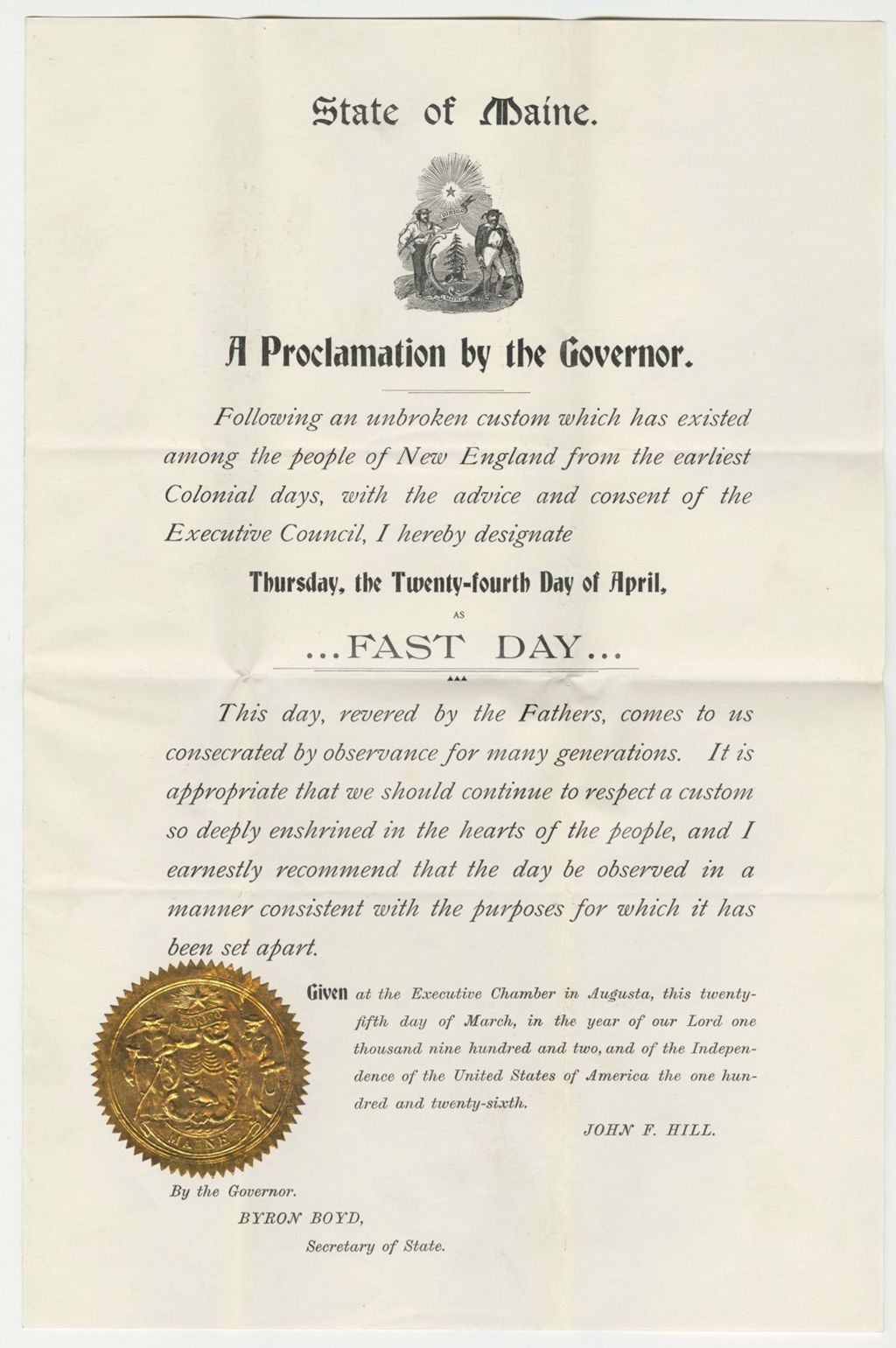 Miniature of Proclamation for a Fast Day