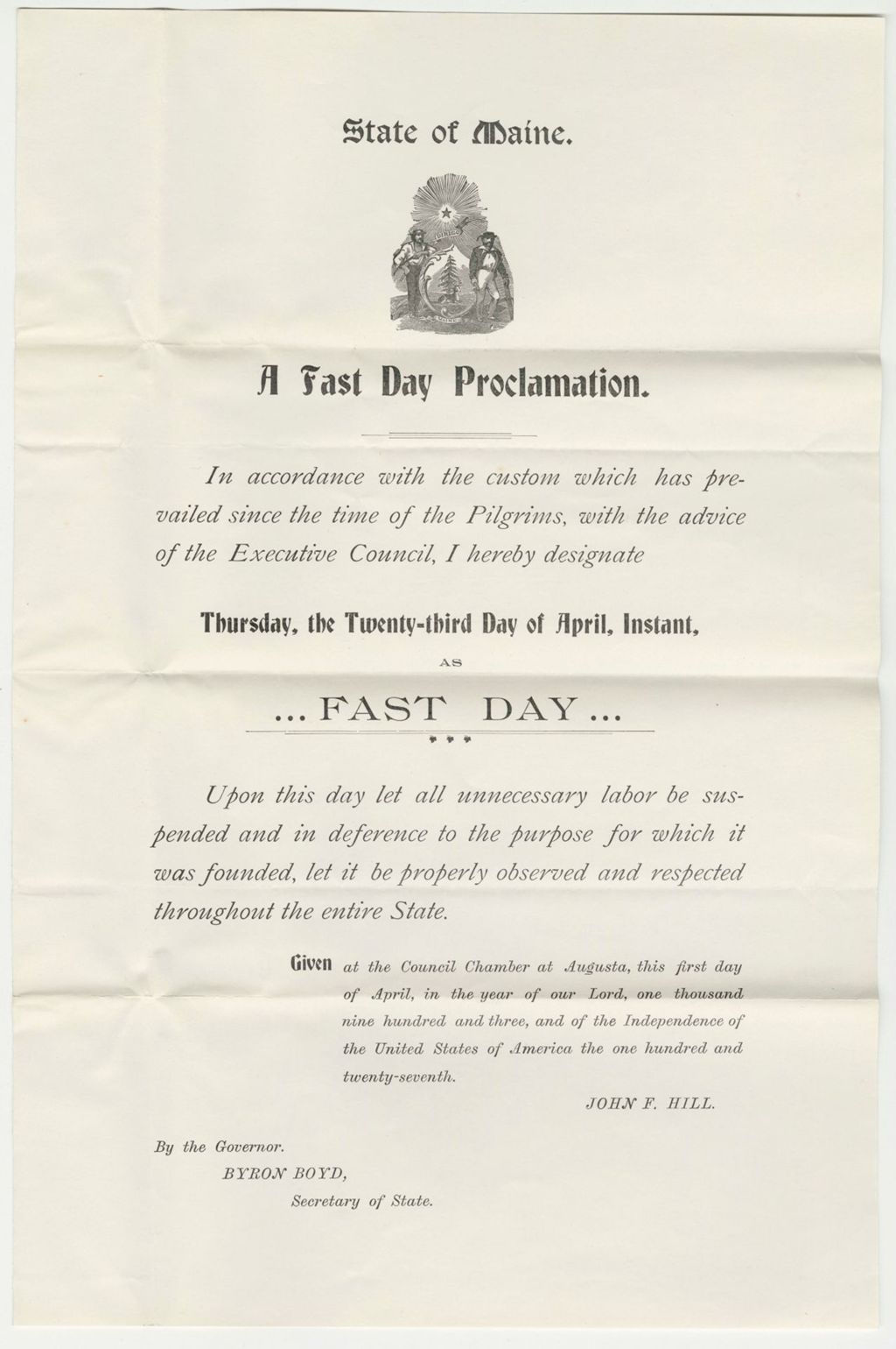 Miniature of Proclamation of a Fast Day