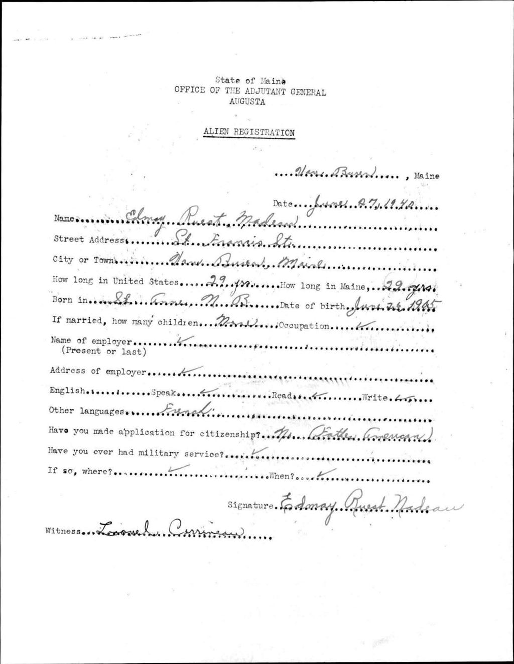 Miniature of Alien Registration- Ruest, Edmay (Van Buren, Aroostook County)