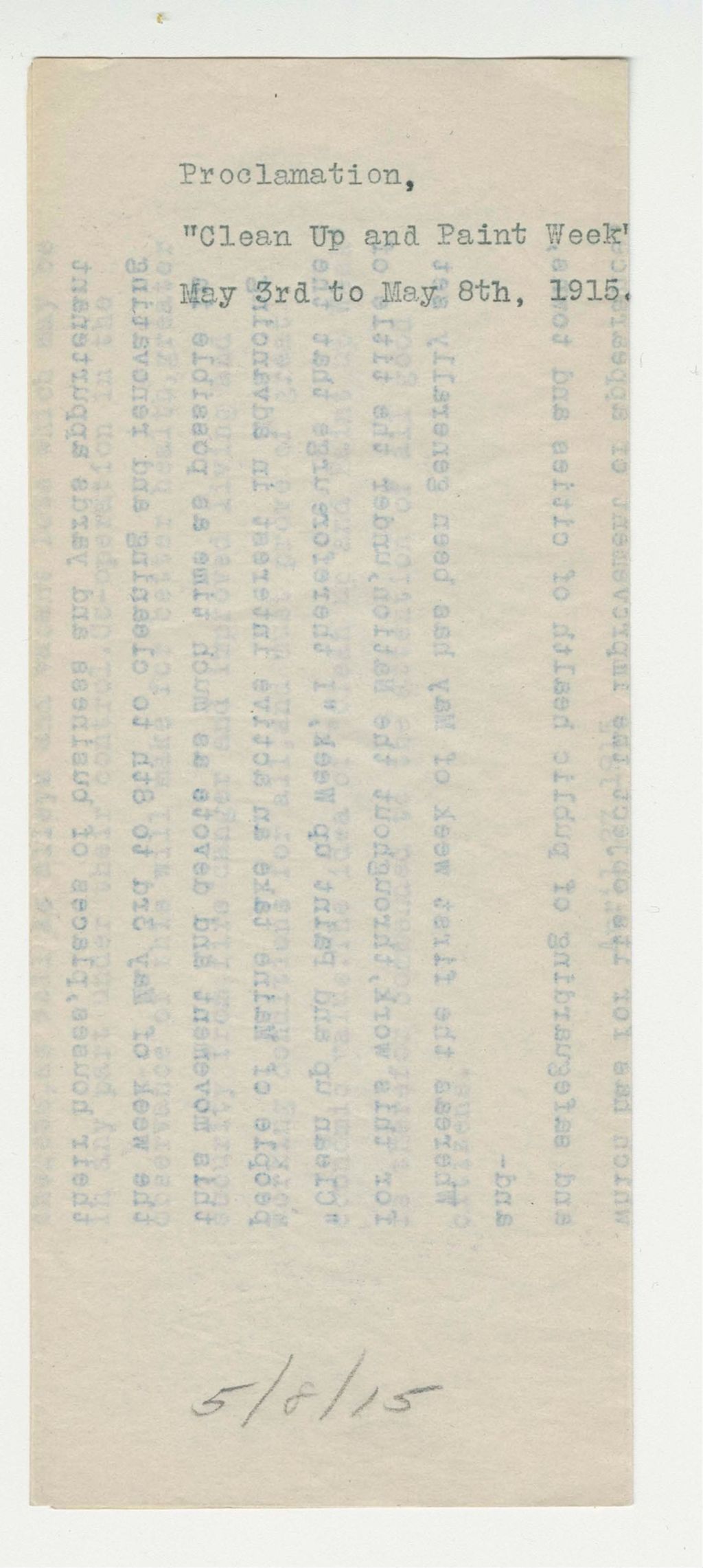 Miniature of 1915 "Clean Up and Paint" Week Proclamation