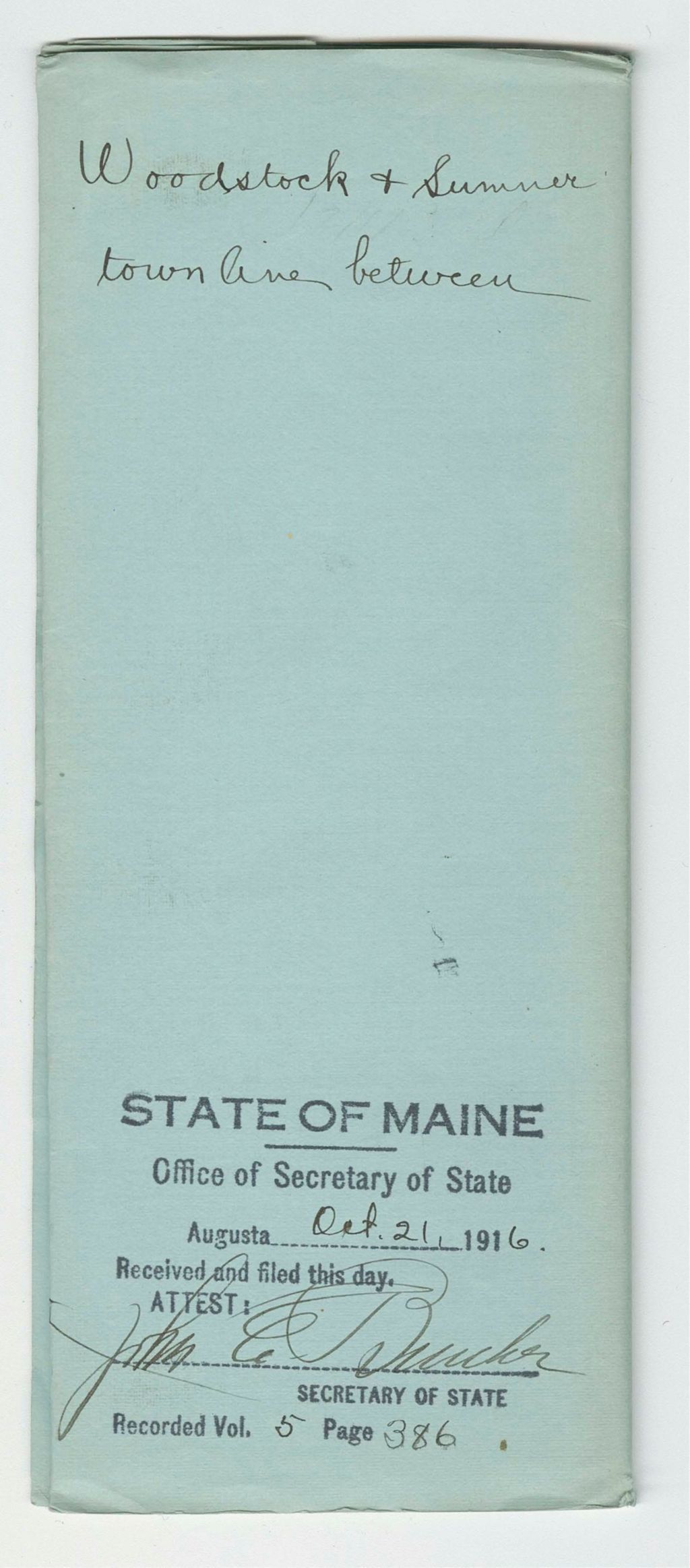 Miniature of Proclamation on town line between Summer and Woodstock